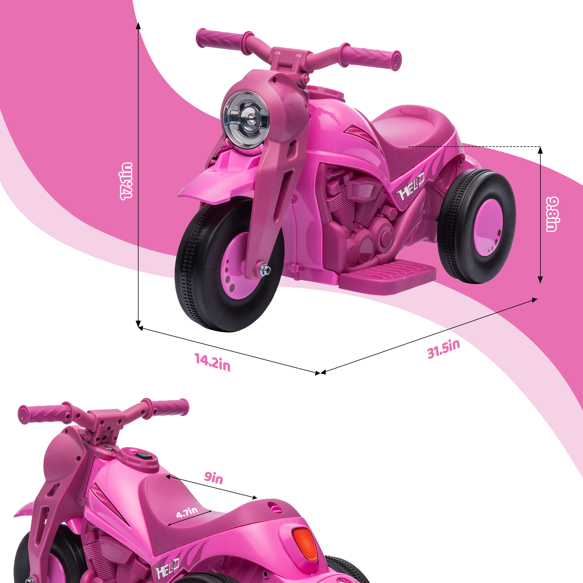 充実の品 6V Motorcycle, On Ride Qaba Ride Wheeled 3 Car, Bubble on ラケット(硬式用)