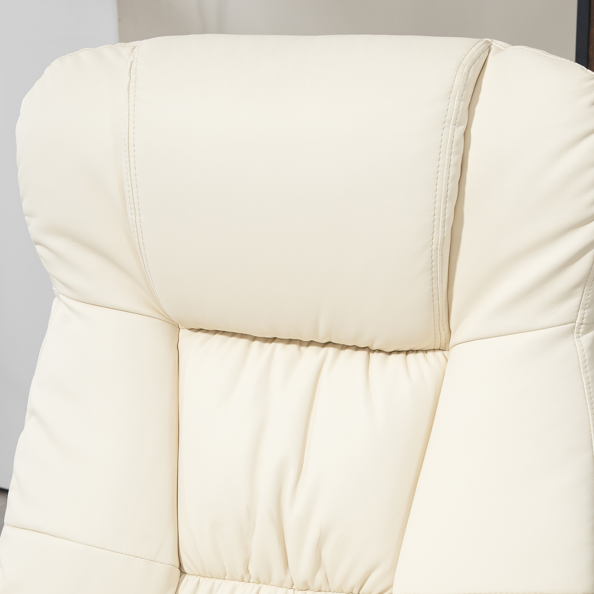 HOMCOM Swivel Recliner Chair with Ottoman, Upholstered Recliner and Footrest with Round Wrapped Base for Living Room, Cream White| Aosom.com 5