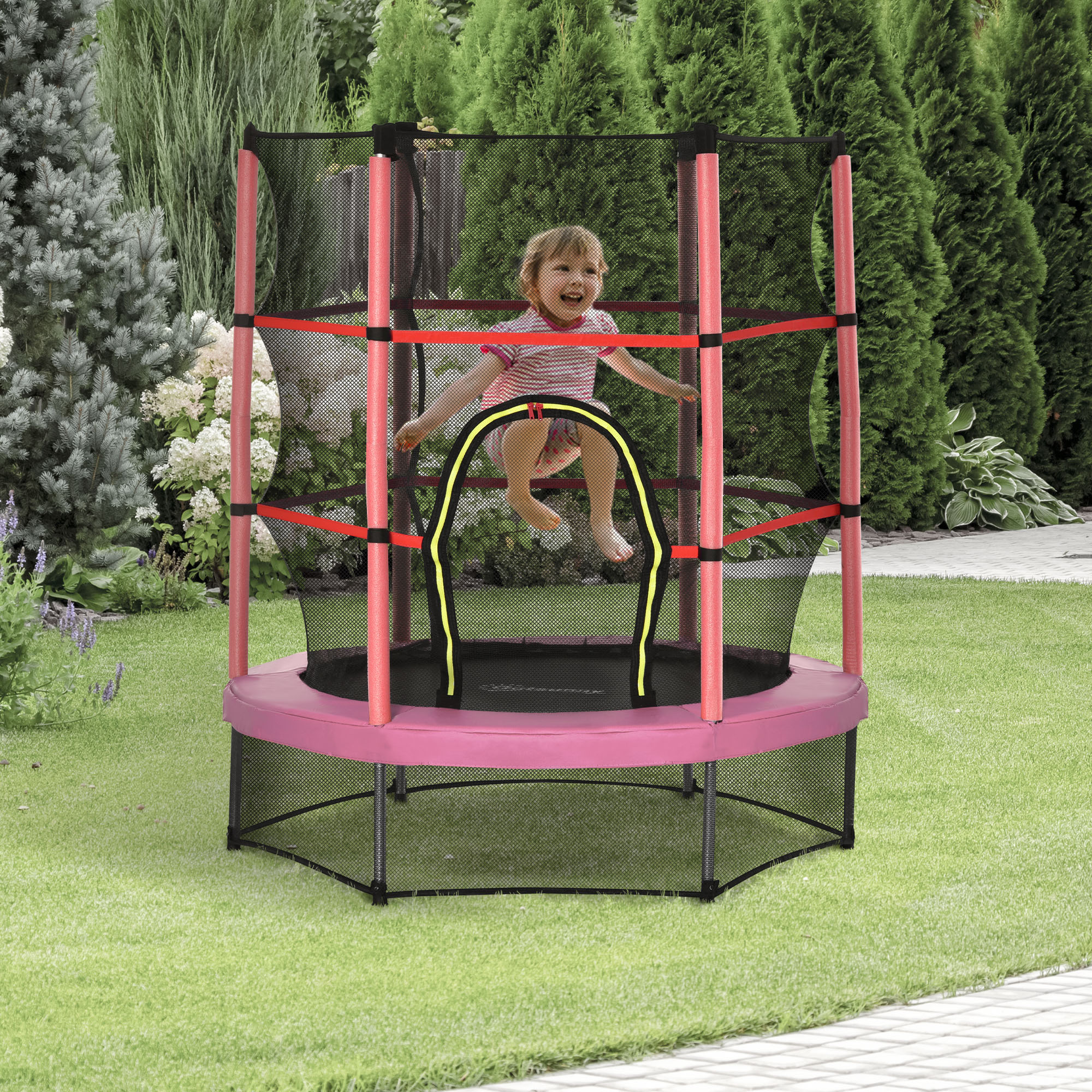 Outsunny Φ5FT Kids Trampoline with Enclosure Net for Age 3 to 6