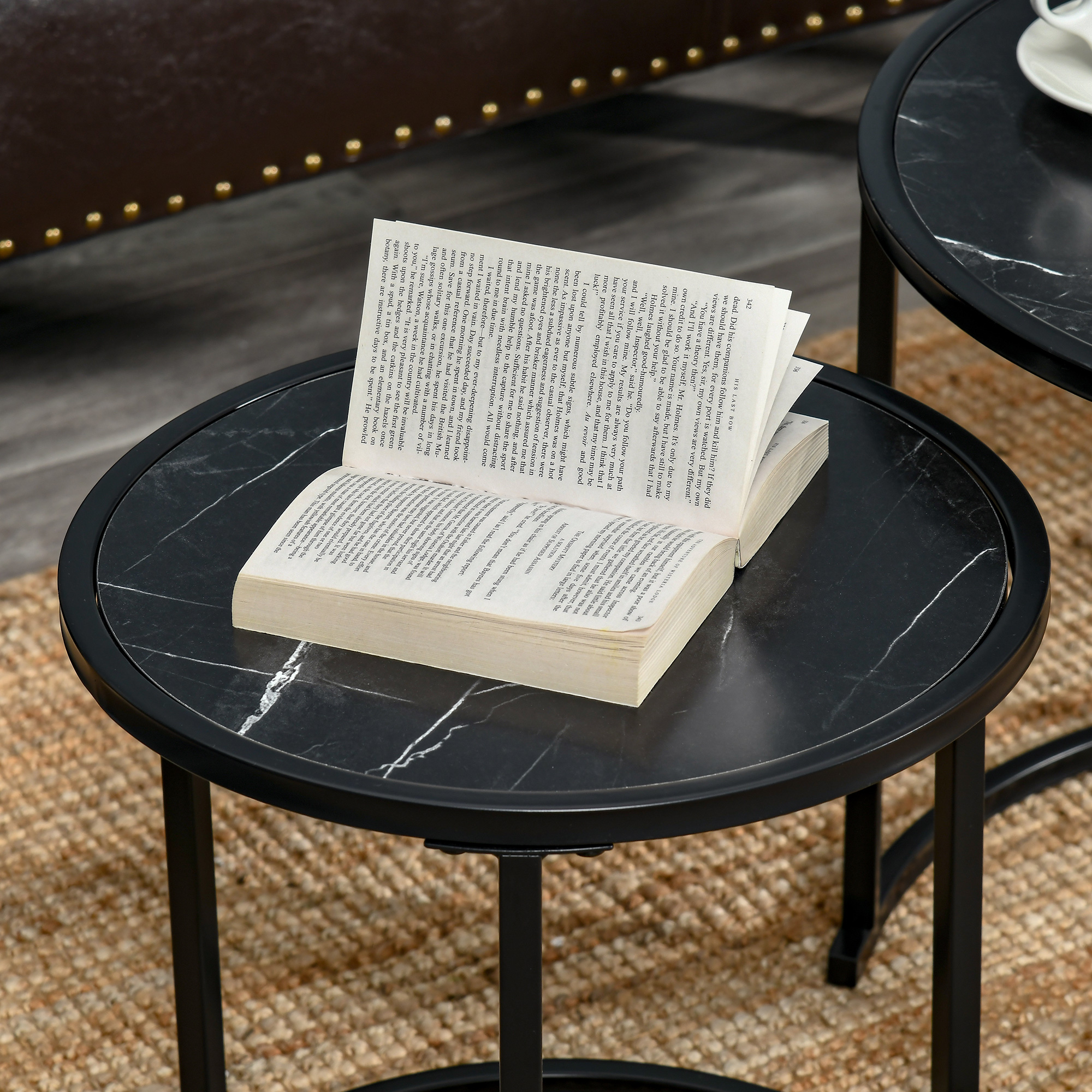 HOMCOM Round Nesting Coffee Table Set of 2, Stacking Modern Accent ...