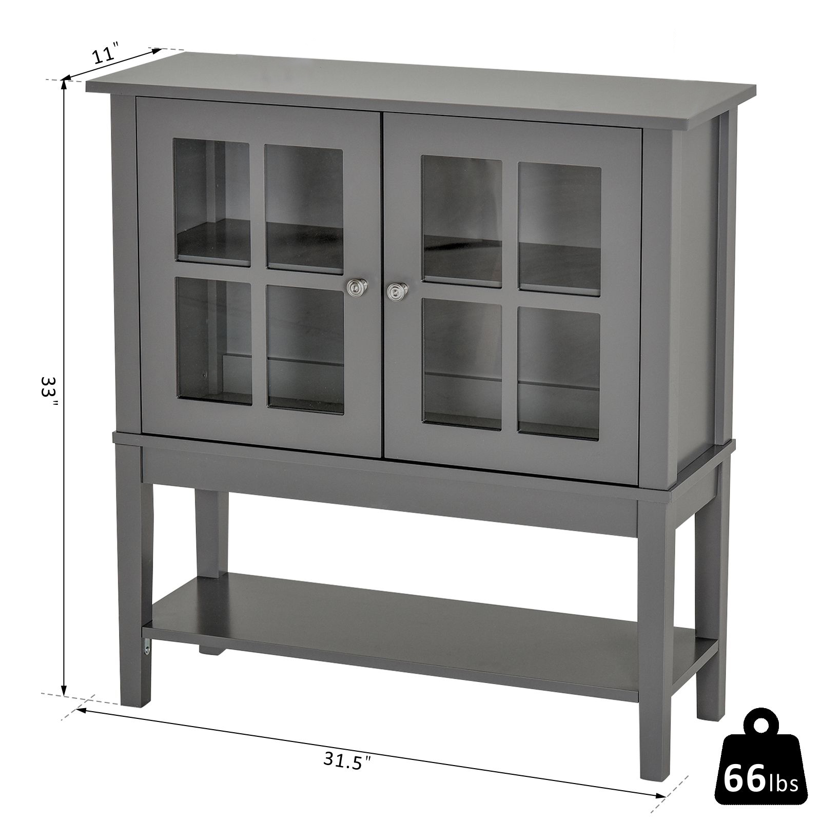 HOMCOM Sideboard Buffet Cabinet Modern Kitchen Storage with Glass Doors Gray | Aosom.com 1