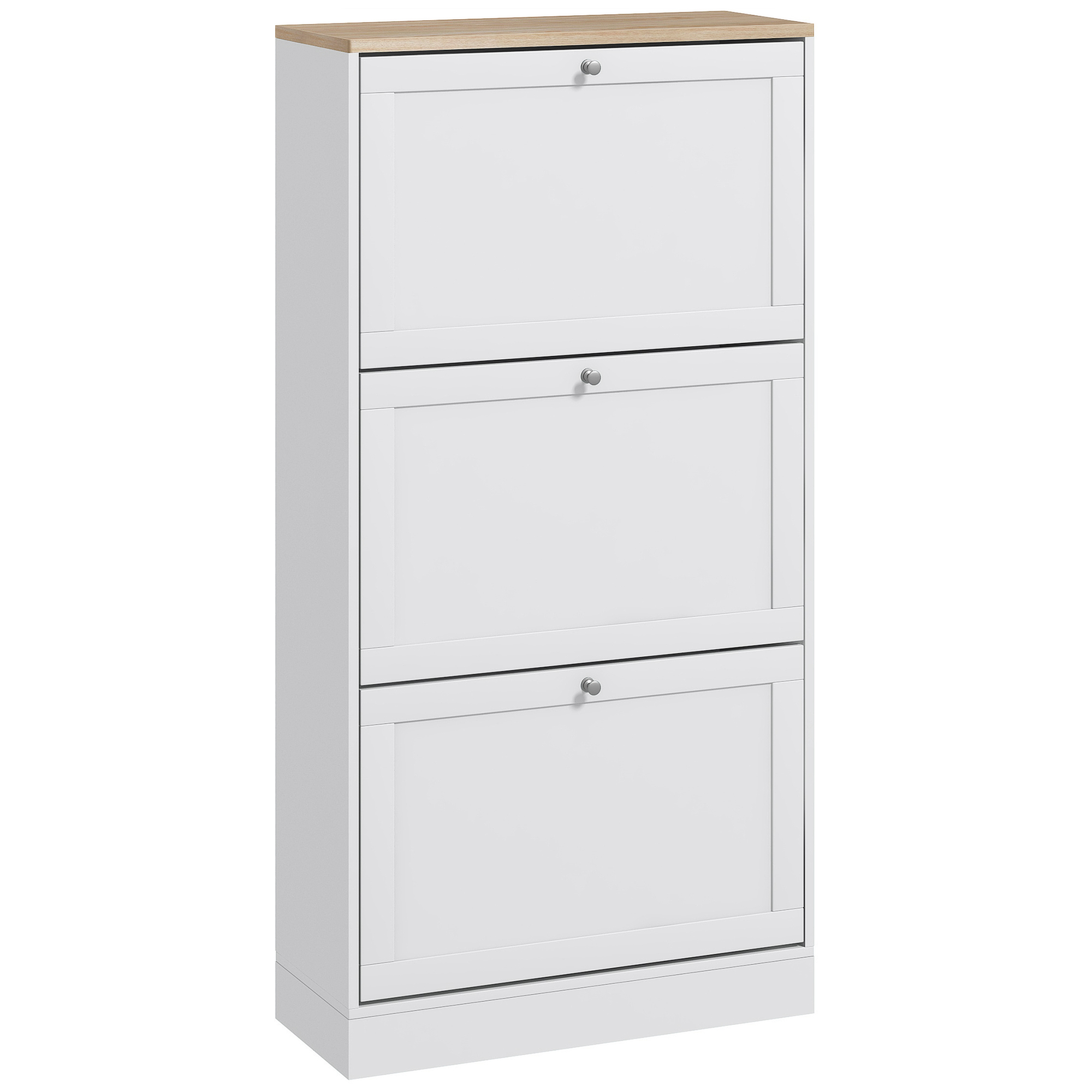 HOMCOM Modern Shoe Storage Cabinet with 3 Flip Drawers and