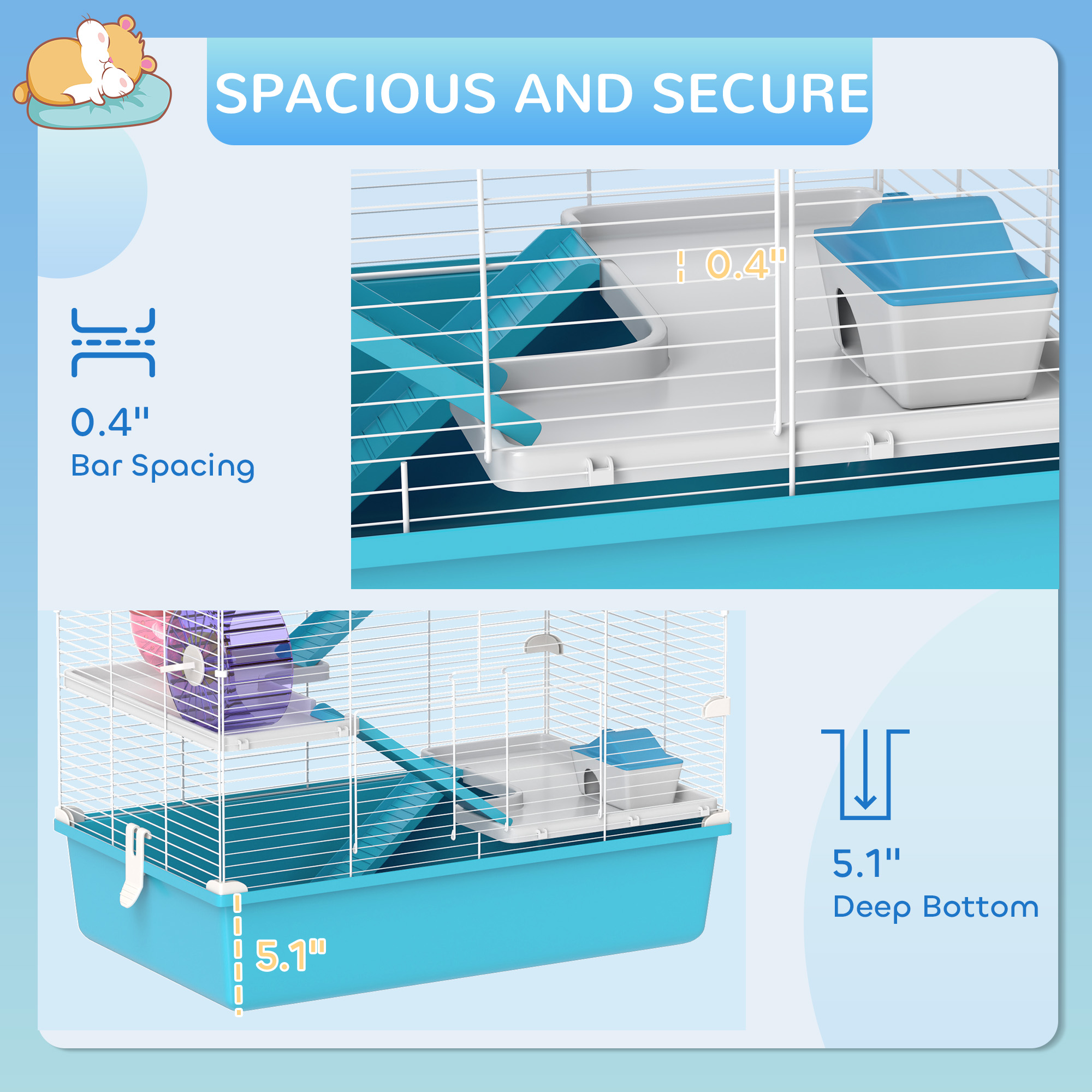 HANTEl ミニチュア　ロバ PawHut 6 Tier Hamster Cage with Tubes and Tunnels, Hut