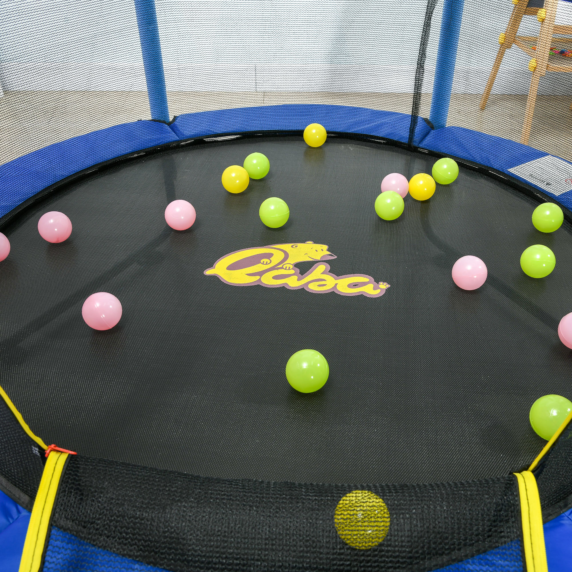 Qaba Kids Trampoline, 4.6 Feet with Safety Enclosure and Ball Pit, Blue, Indoor Play Equipment | Aosom.com 7