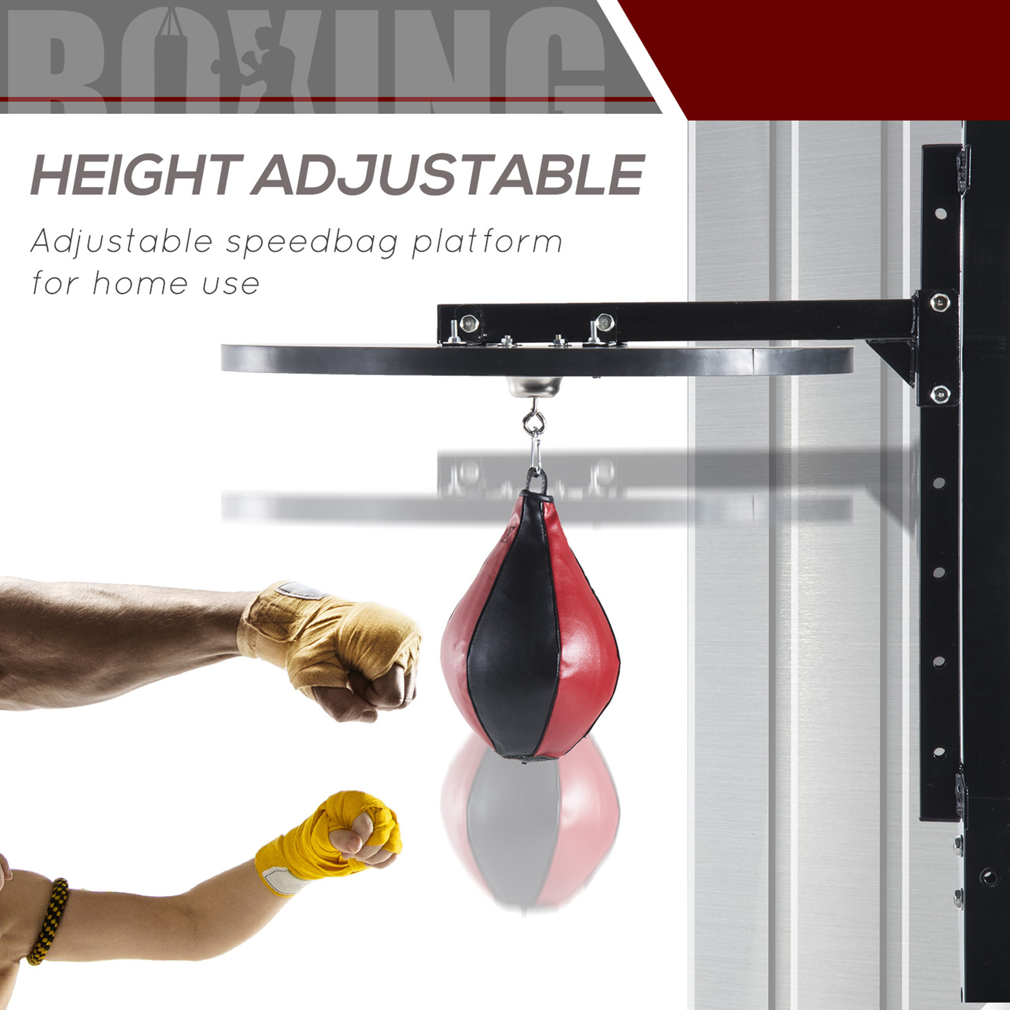 Soozier Speed Bag Platform Speedball Frame Wall Mounted Boxing MMA