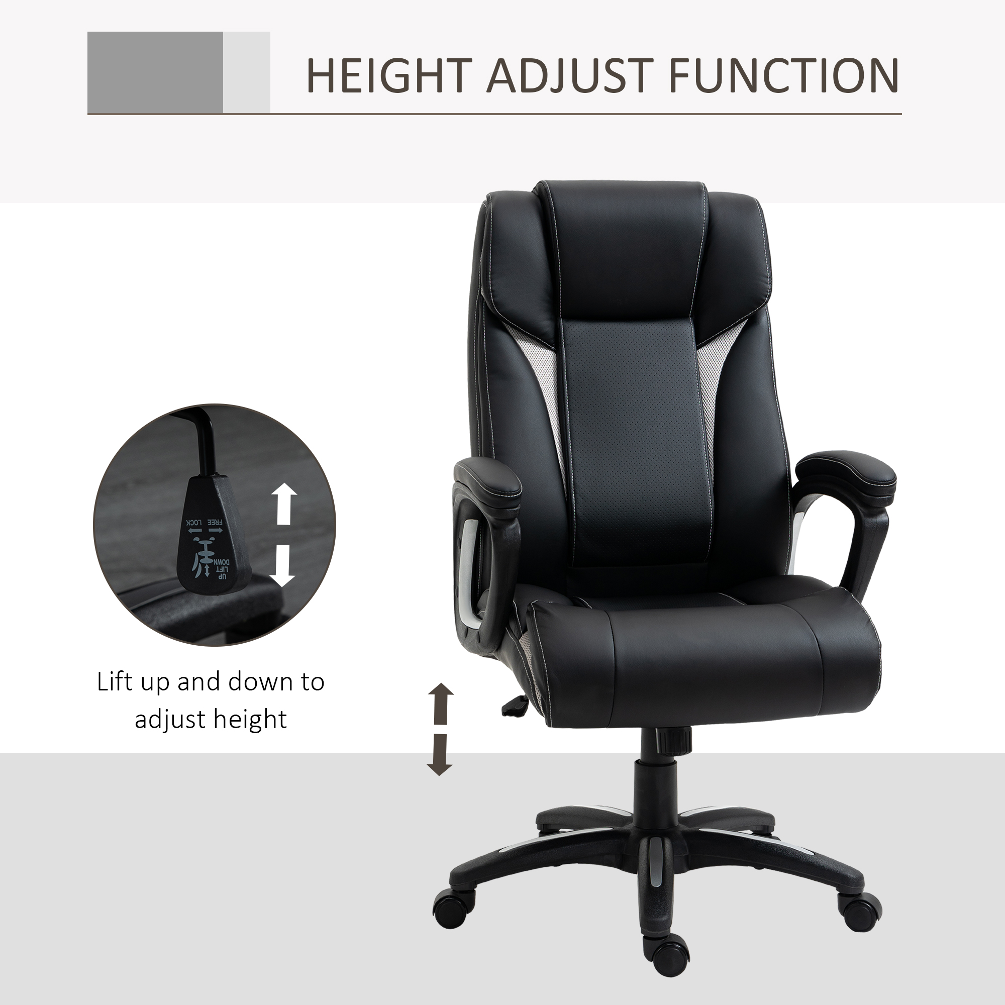 テーブル・チェア・ハンモック Backside summit design AFRpicnictable Vinsetto Ergonomic Office Chair Adjustable Height Pu Leather