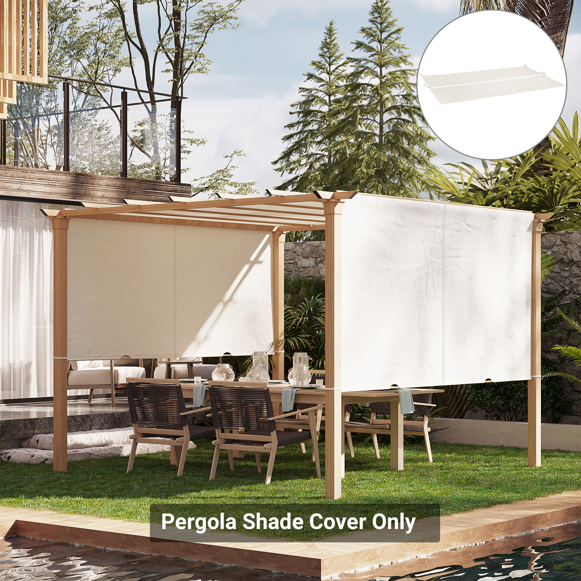 素晴らしい Outsunny 2 for Replacement Canopy Pergola Retractable Piece アイドル