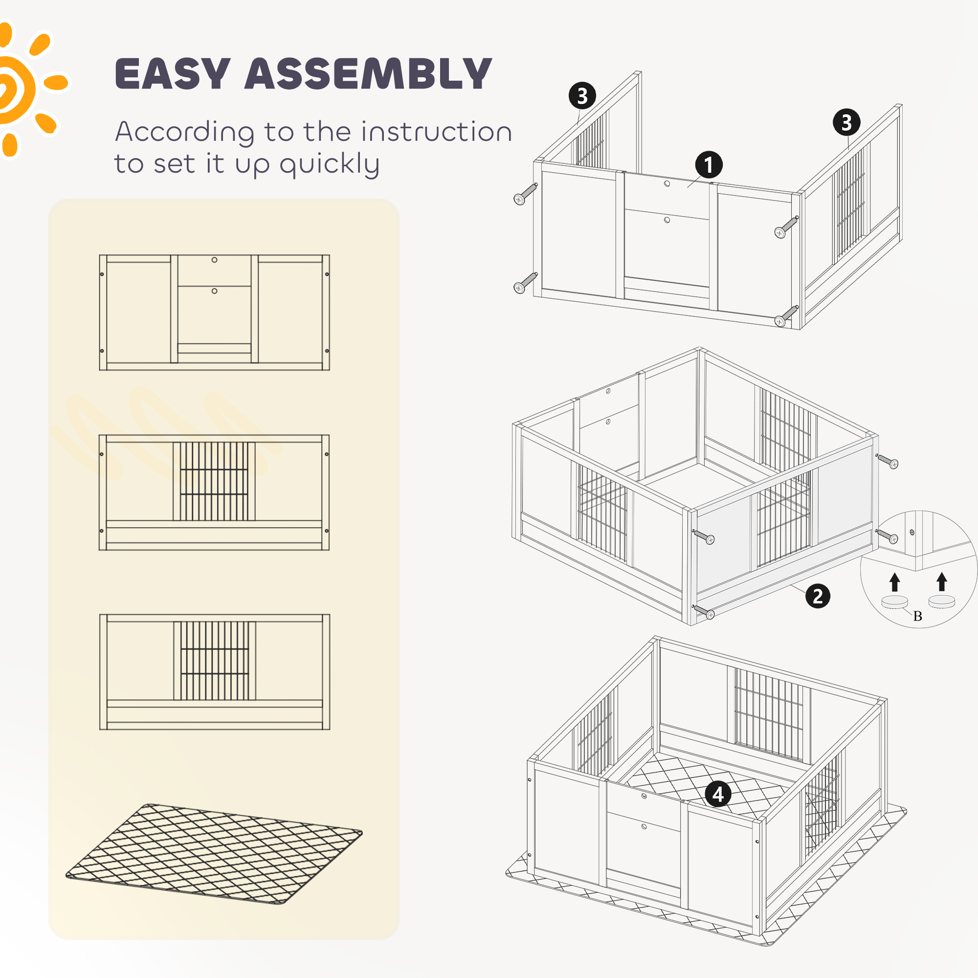 PawHut Dog Whelping Box with Washable Pee Pad, Adjustable Height