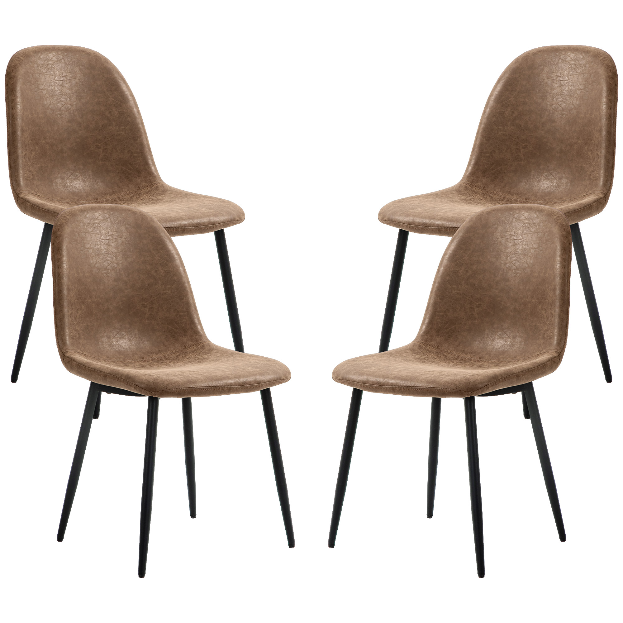 HOMCOM Retro Dining Table Chairs Set of 4, PU Leather Upholstered