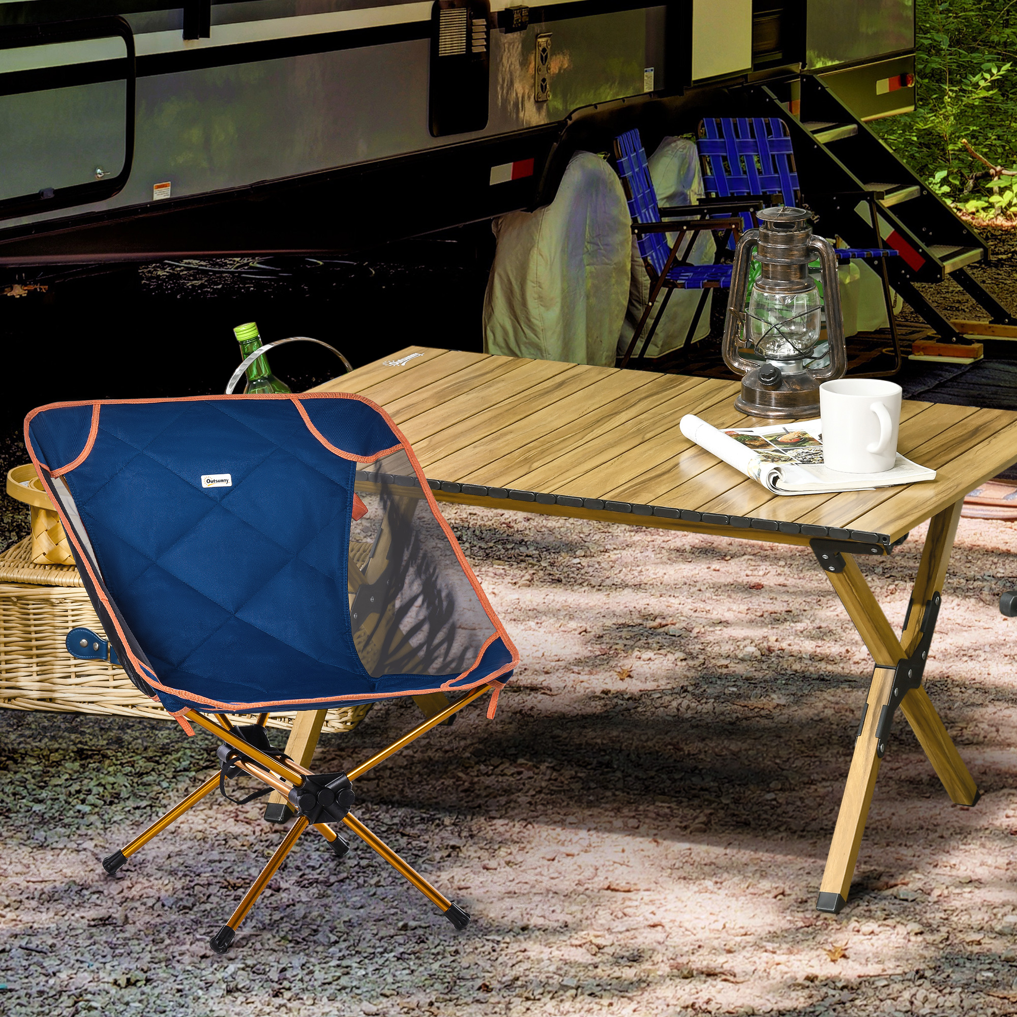 Outsunny Lightweight Camping Backpacking Chair Folding Collapsible