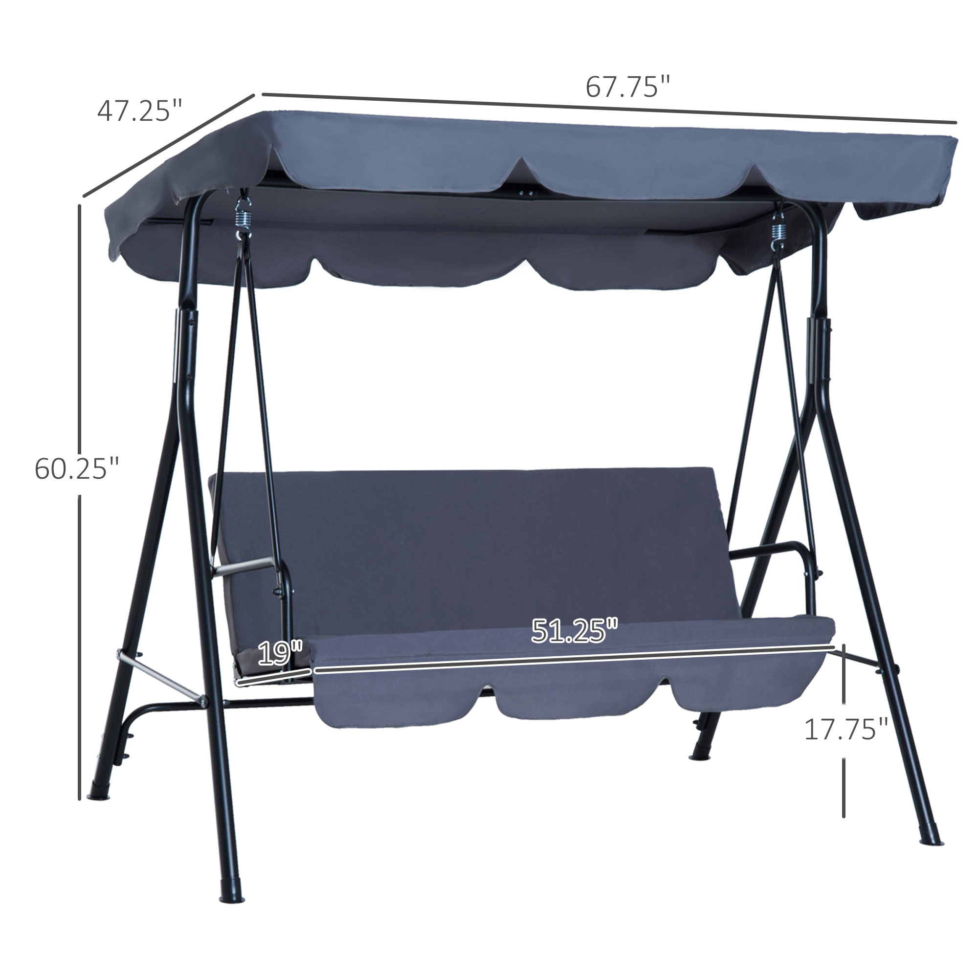 swing 　　no3 Outsunny 3-Seat Outdoor Patio Swing Chair with Removable Cushion
