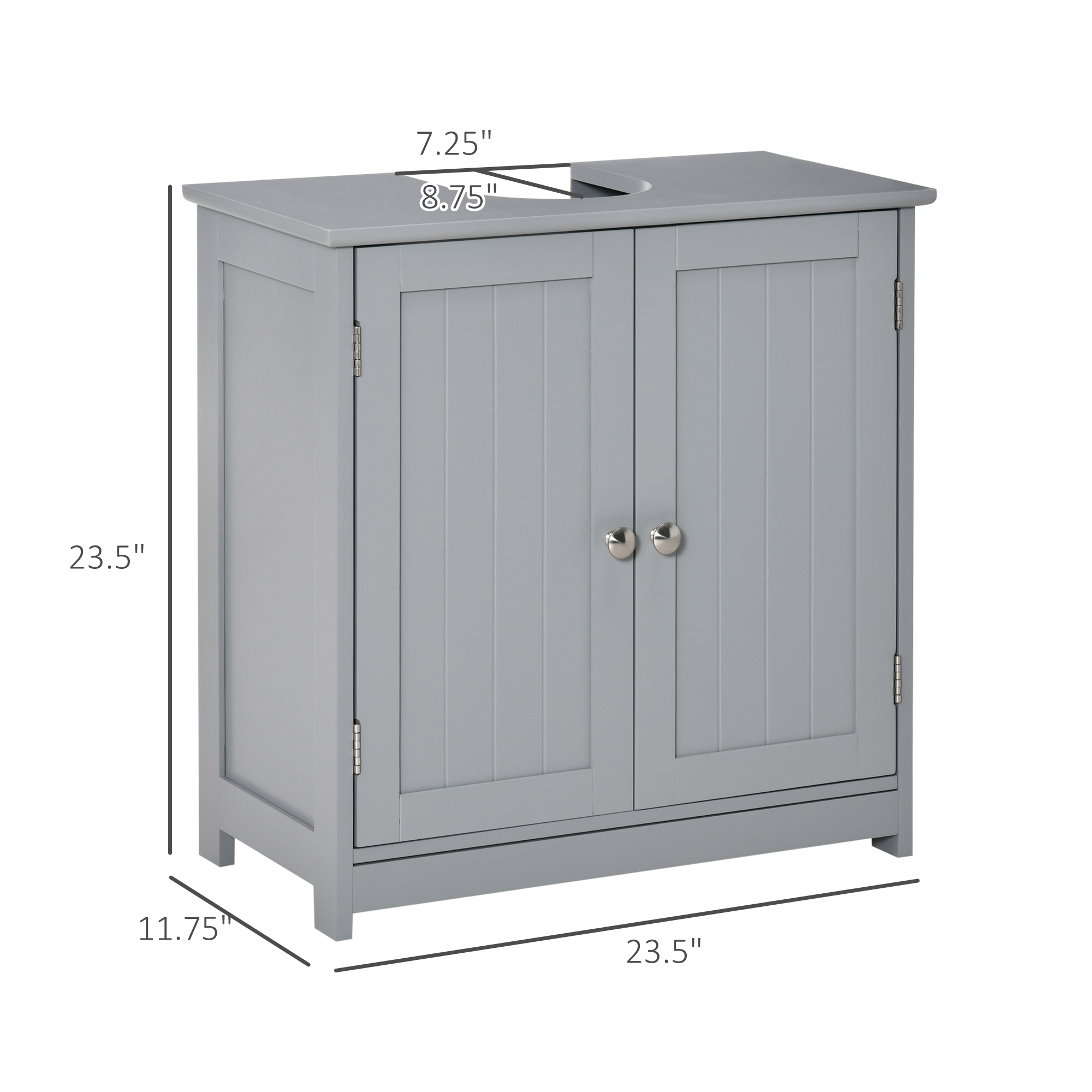 kleankin Bathroom Vanities, Bathroom Sink Cabinets with U-Shape Cut-Out and Adjustable Internal Shelf, Gray 1