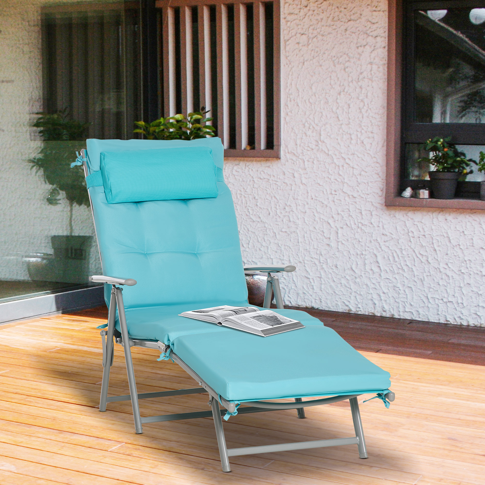 Outsunny Outdoor Folding Chaise Lounge Chair Recliner with