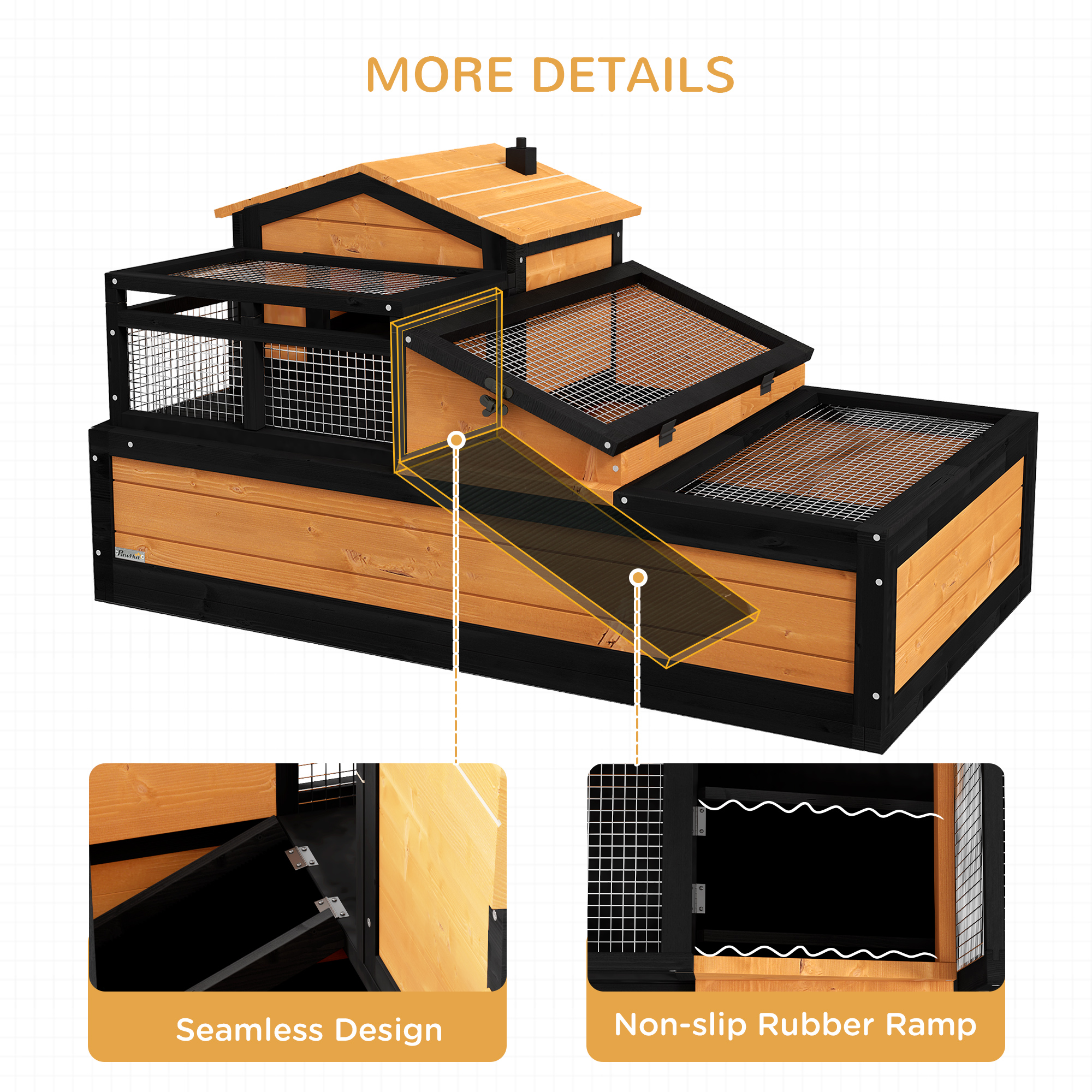 PawHut 3-Room Tortoise House Habitat with Balcony & 2 Stories