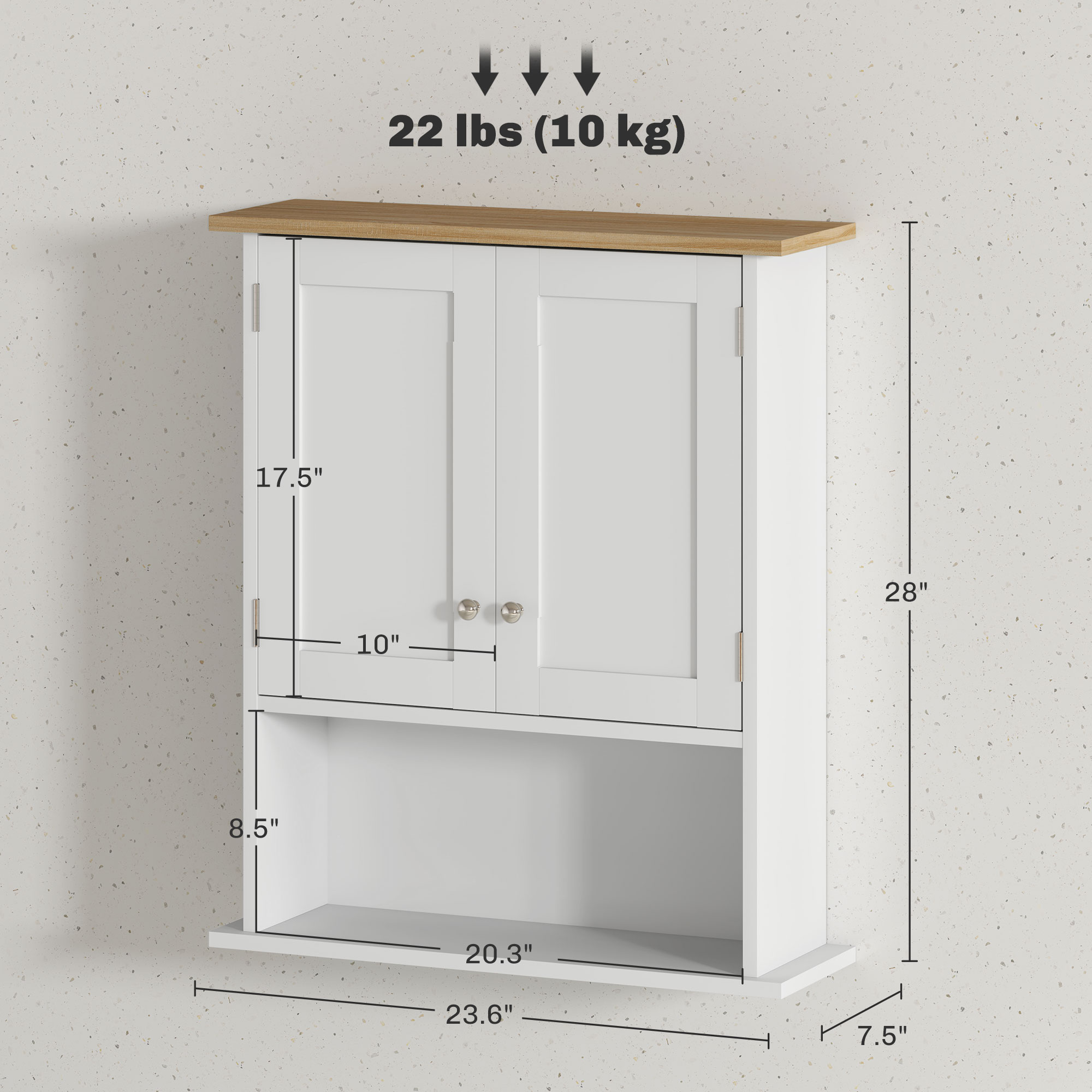 HOMCOM Wall Mounted Bathroom Cabinet, Modern Bathroom Wall Cabinet with 2 Doors and Adjustable Shelf, White 1