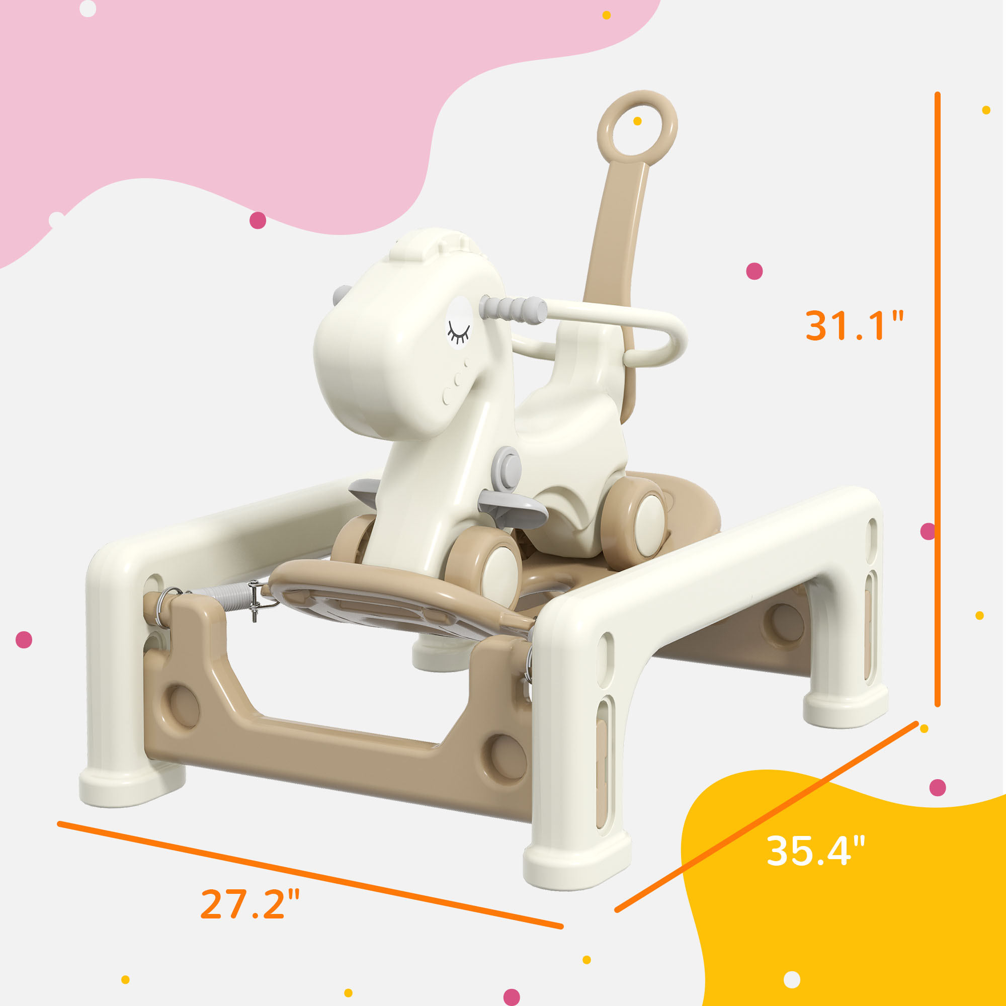 Qaba 5 in 1 Rocking Horse for Toddlers 1-6 Years with Detachable