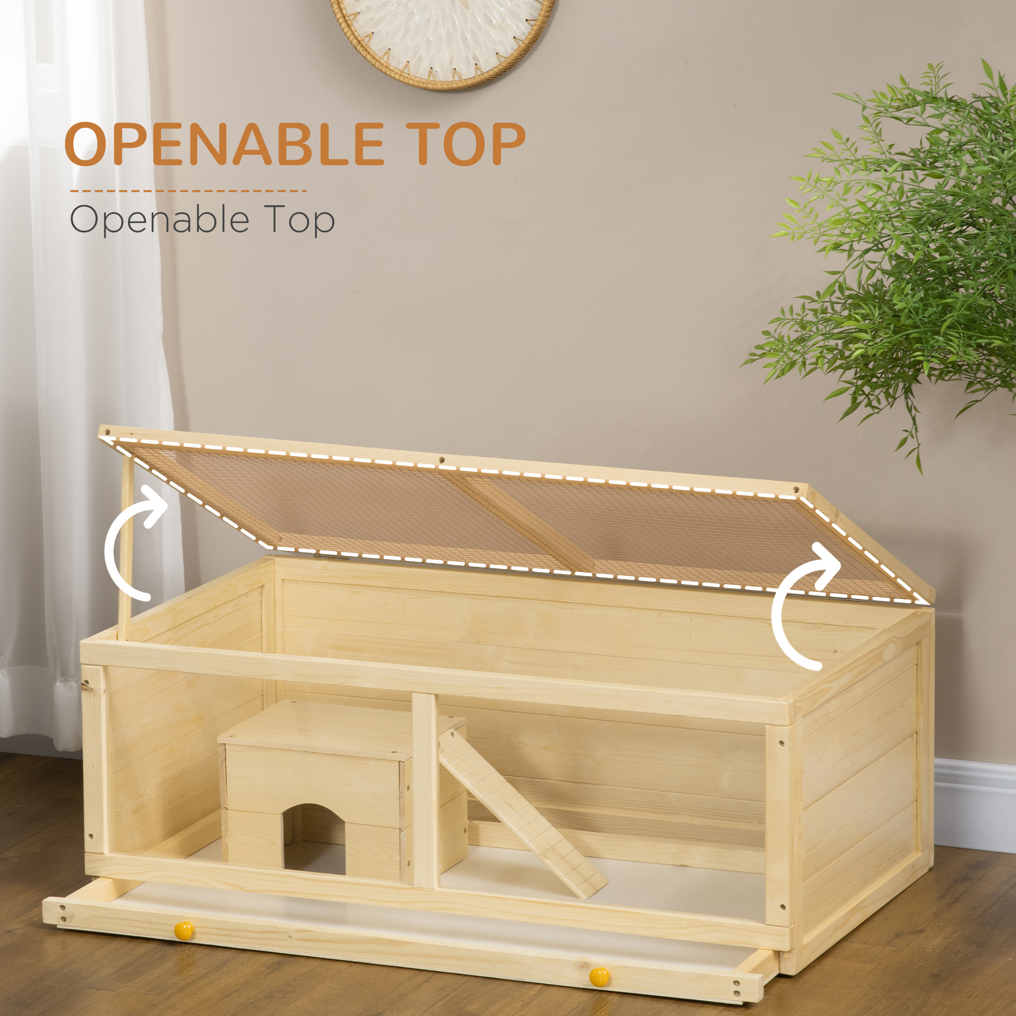 Picture of PawHut Wooden Hamster Cage, Small Animals Kit Hutch, Exercise Play ...