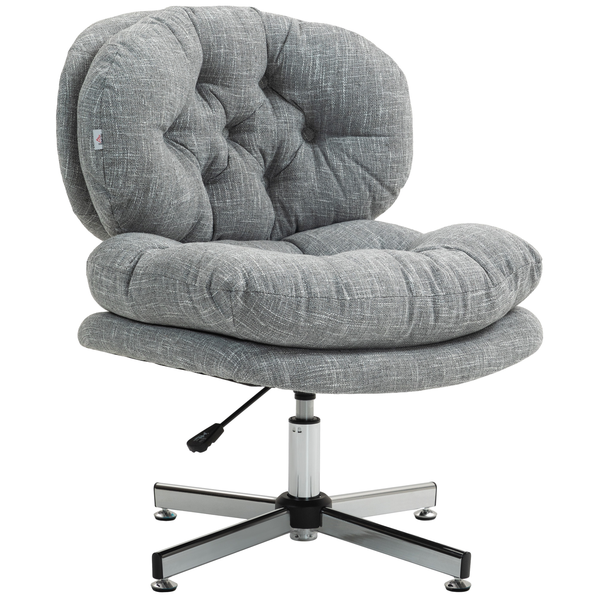 Armless Workspace Seating with Wide Padded Seat and Adjustable-Height Height, PC Work Table Seating, Grey 1