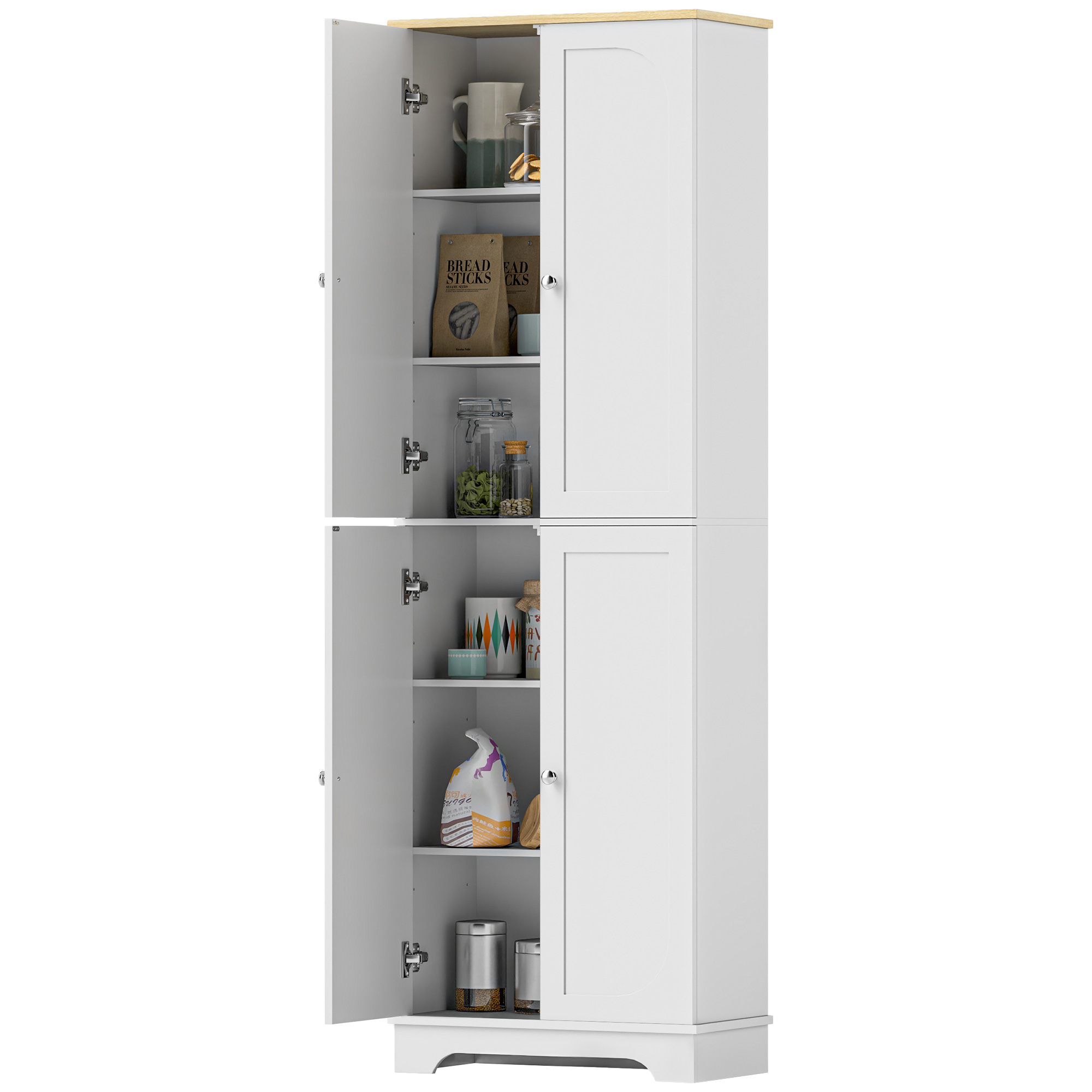 Cooking Pantry Organizer Unit with Adjustable-Height Shelves, 72" Tall Pantry Organizer Unit, Organizer Organizer Unit with 4 Doors, White 1