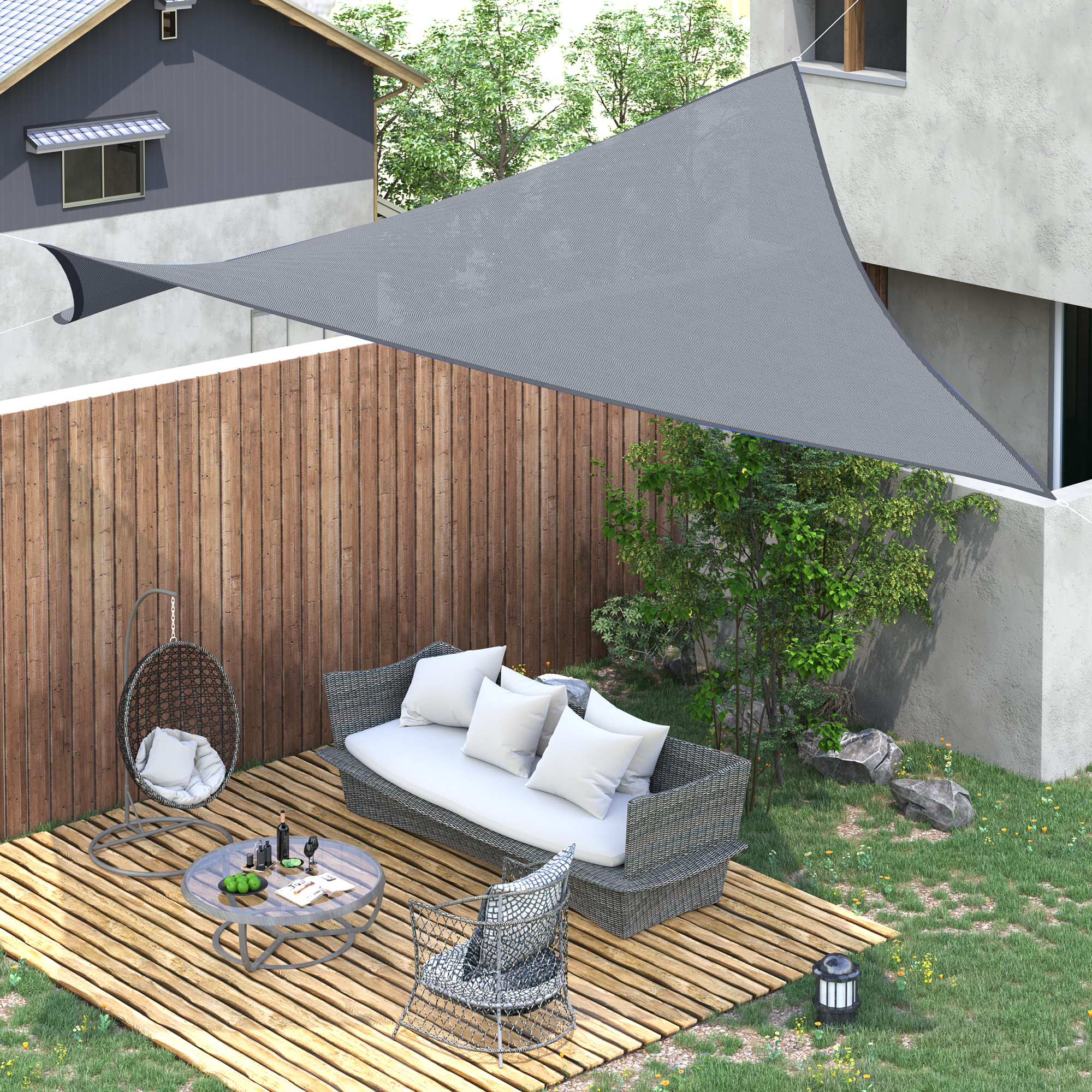 Outsunny 13' x 20' Rectangular Sun Shade Sail Canopy - Grey