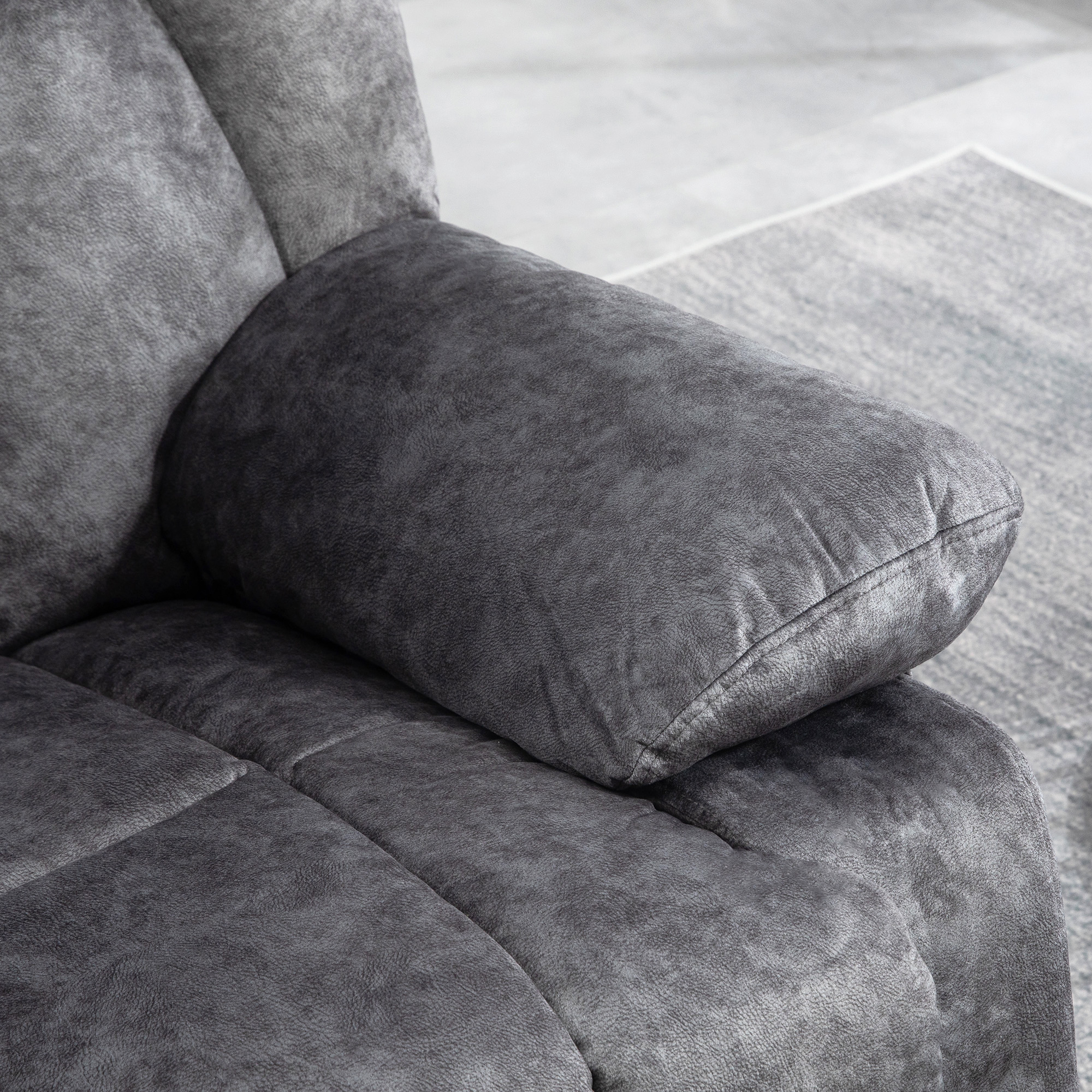 HOMCOM Fabric Swivel Rocker Recliner Chair Charcoal Gray with Footrest Side Pockets for Nursery | Aosom.com 6