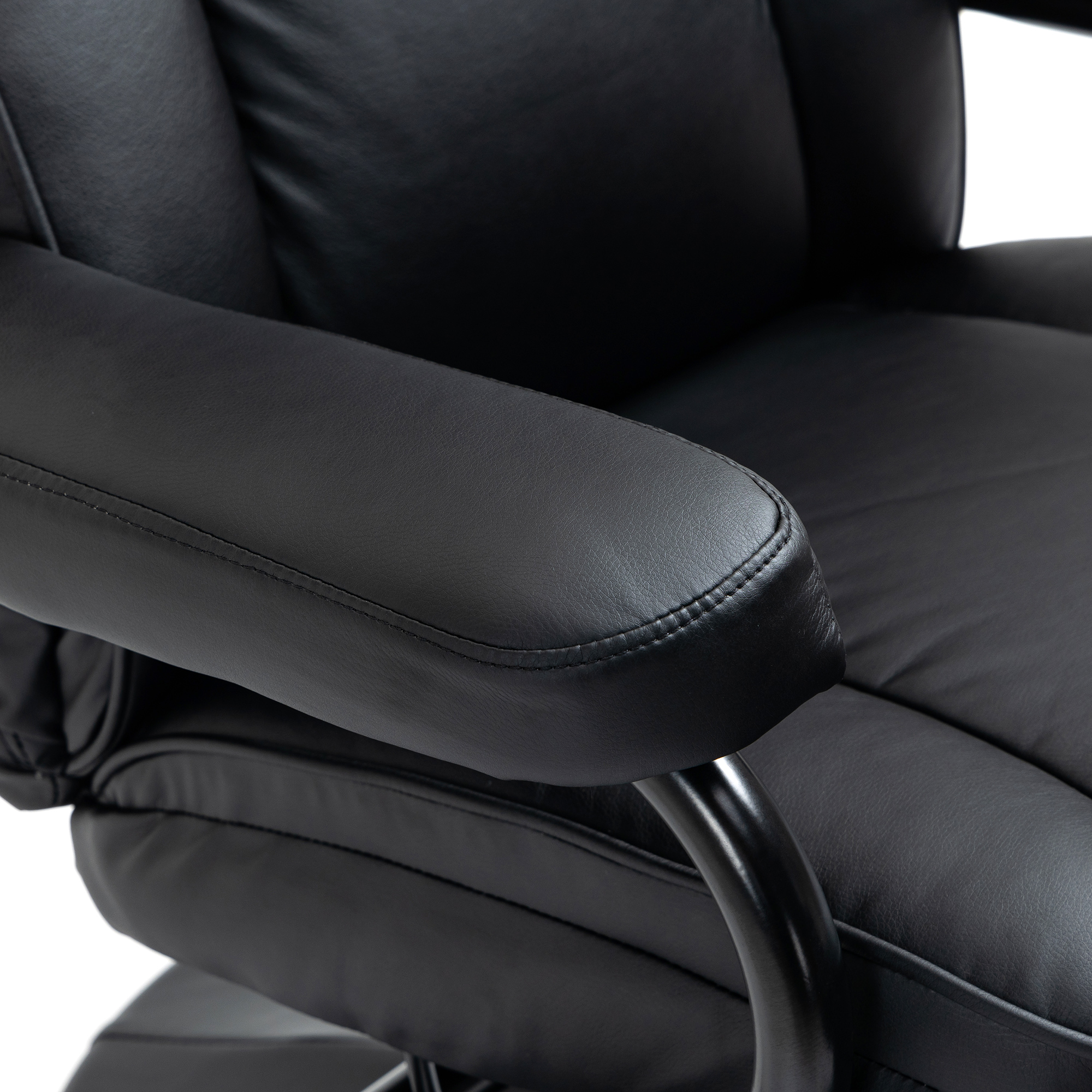 HOMCOM Swivel Recliner Black Manual PU Leather Armchair with Ottoman for Living Room Office Bedroom | Aosom.com 7