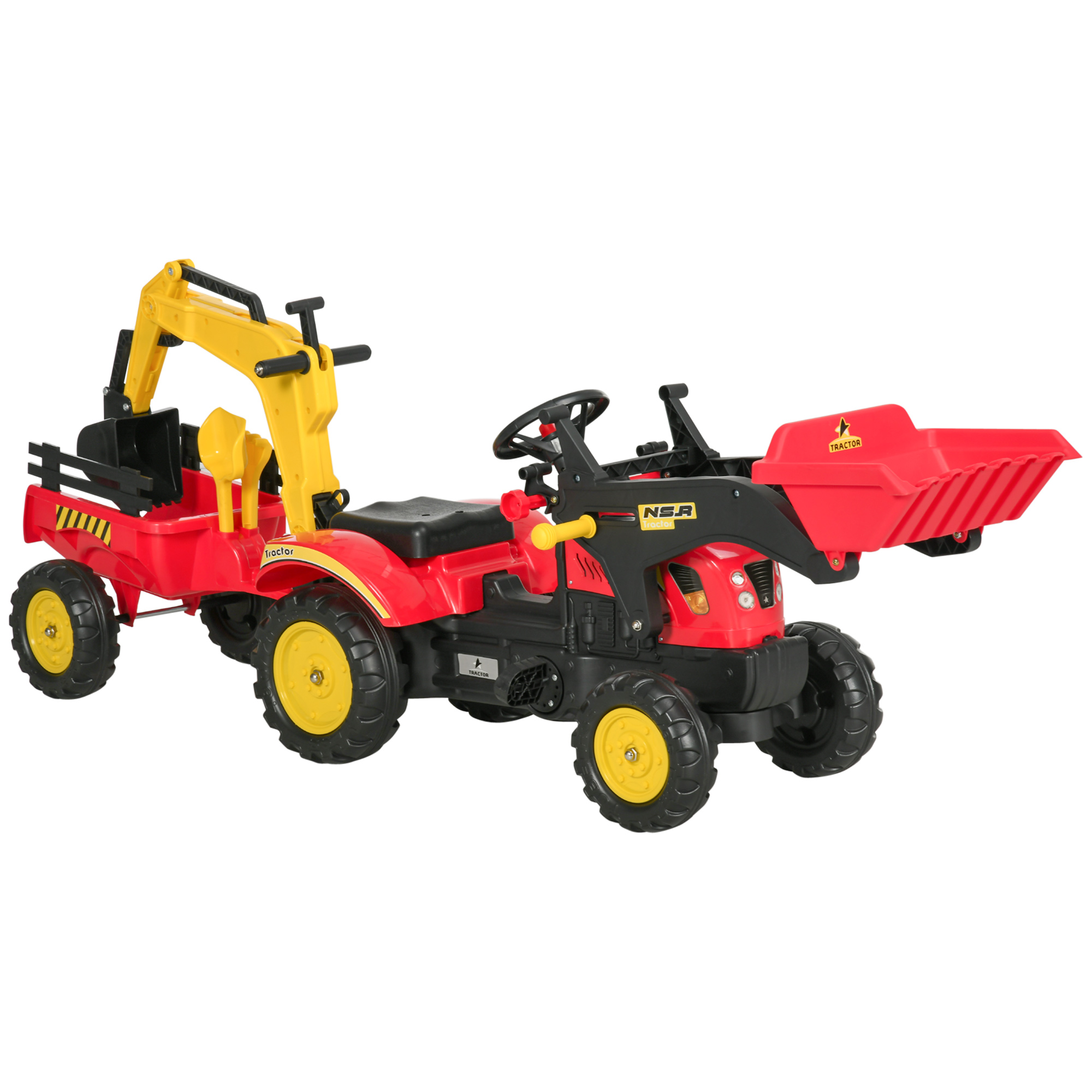 Aosom Ride On Excavator Bulldozer Toy Pedal Control w/ 6