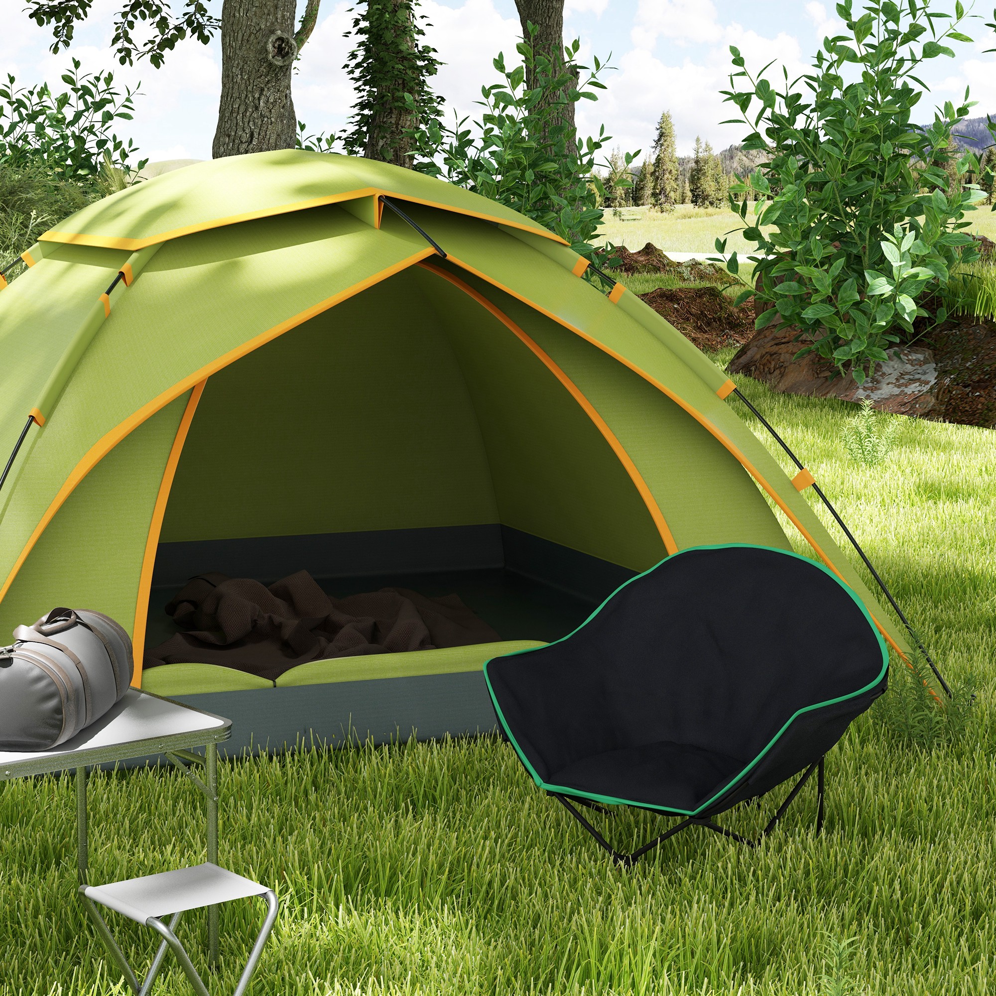 Outsunny Foldable Fishing Camping Chair with Carry Bag