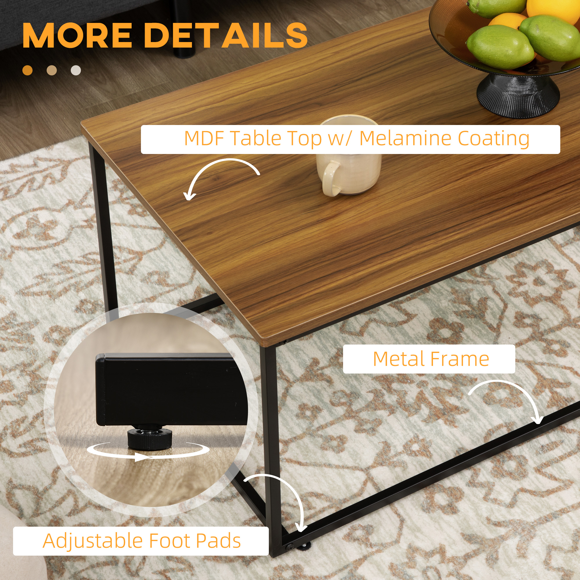 HOMCOM Nesting Tables Set of 2 Industrial Style Metal Frame Living Room | Aosom.com 4