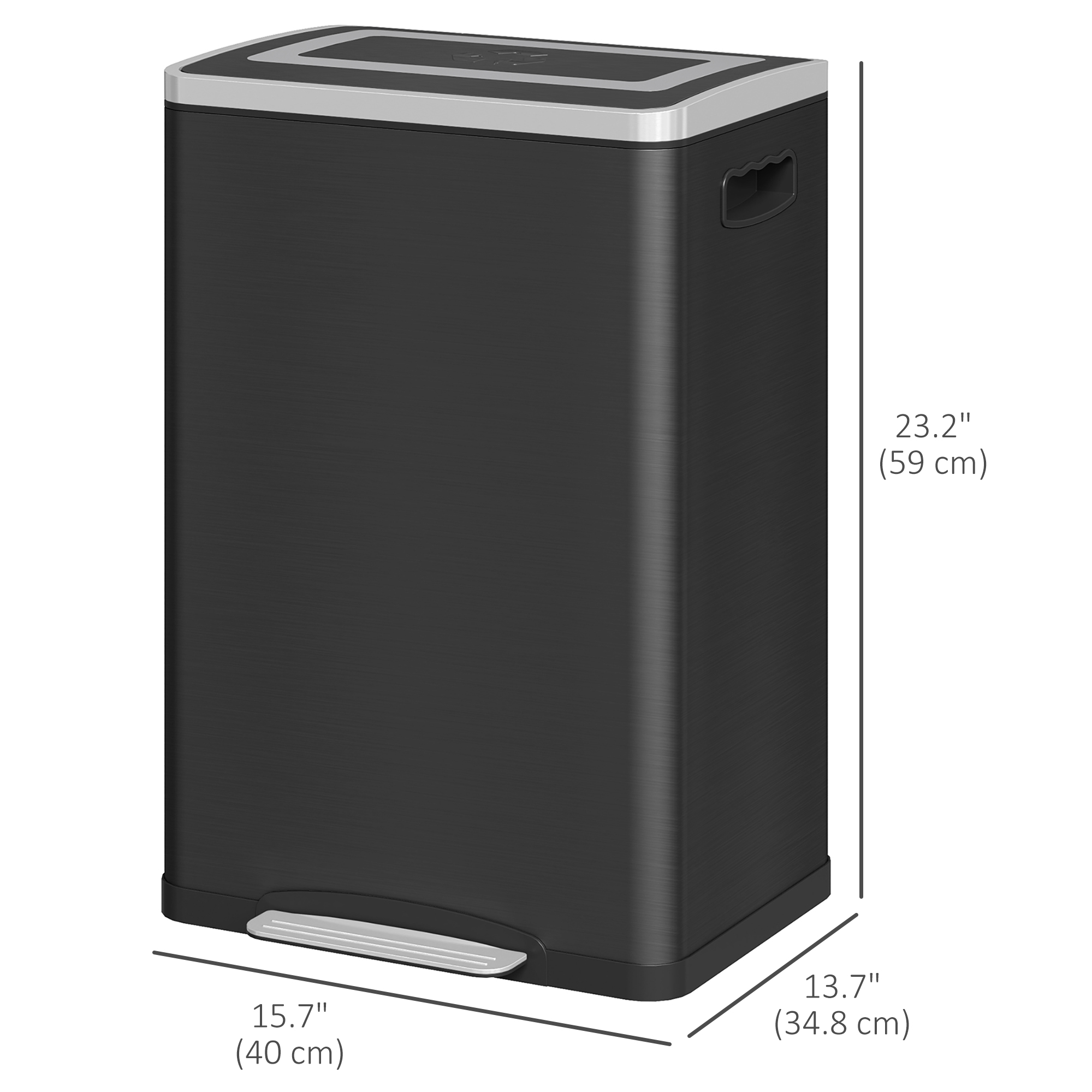 HOMCOM 2 x 20 Liter Garbage Bin, Stainless Steel Garbage Can