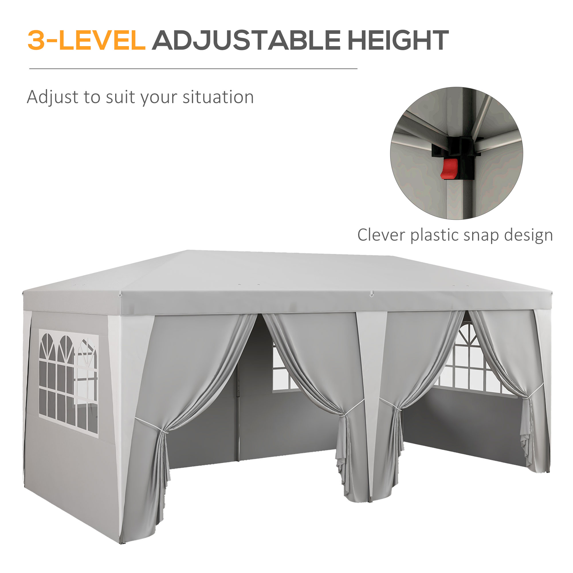 Outsunny 20'x10' Pop Up Canopy with Removable Sidewalls, Windows