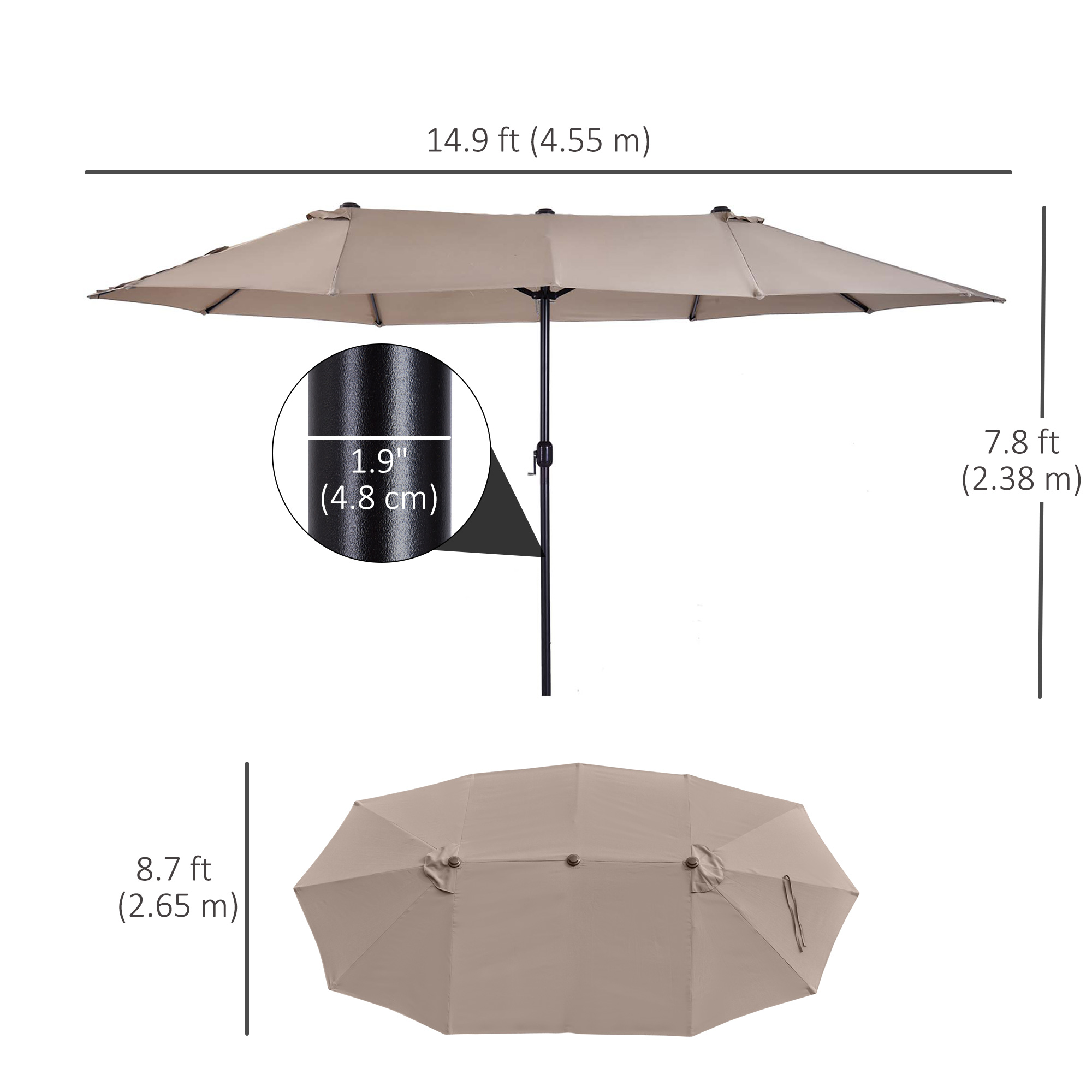 激レア 10inch parasol / same ep Outsunny 15' Outdoor Patio Umbrella with Twin Canopy