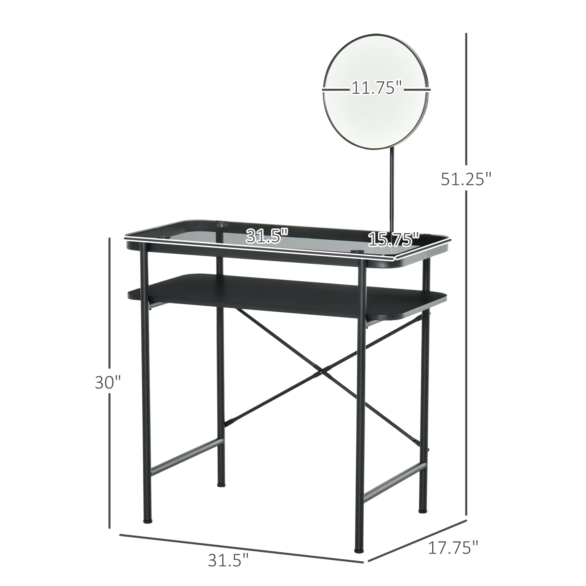 knee length dresses for ladies Coaster Furniture 2432ii Metal Vanity with Glass Top and Fabric Stool, Black