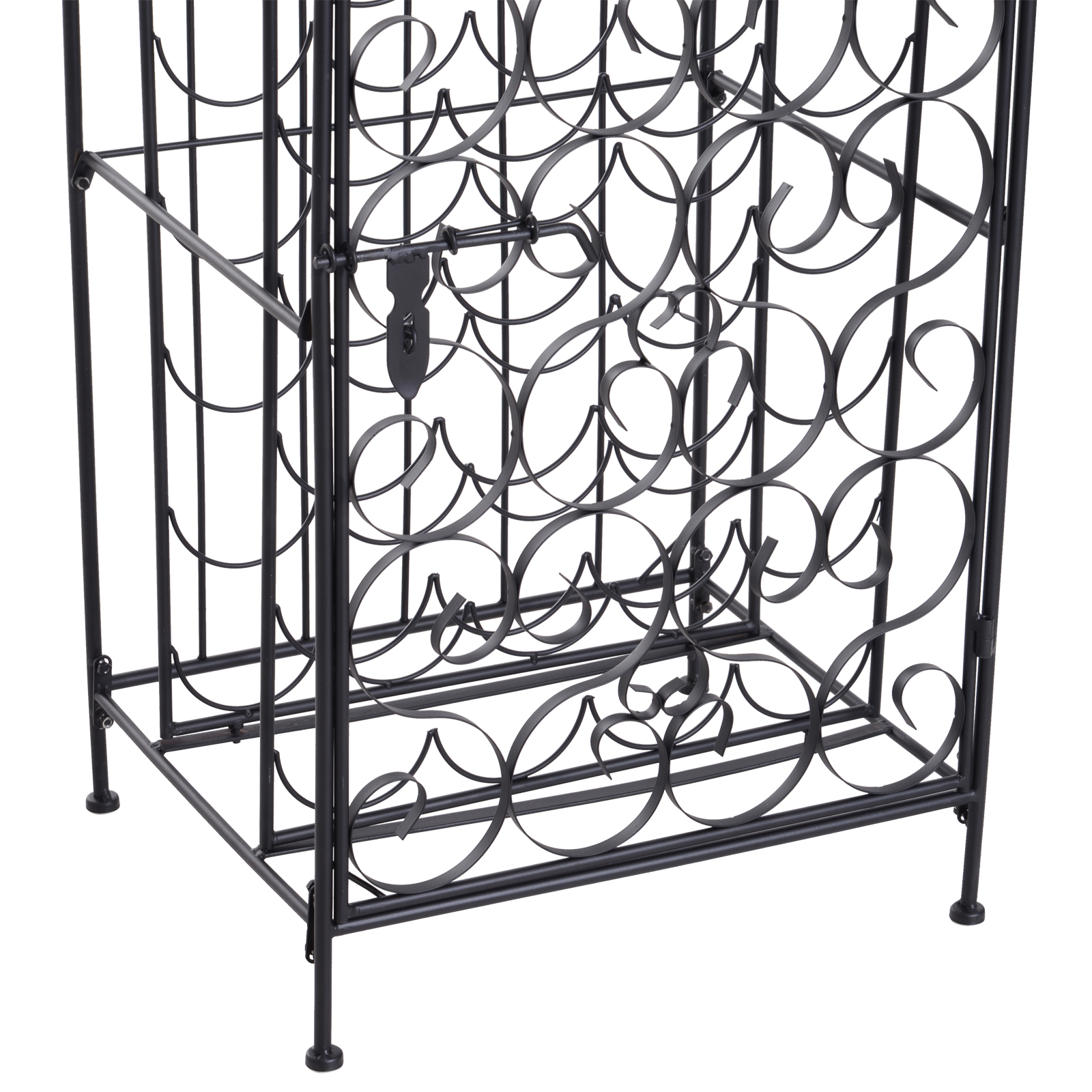 HOMCOM Wrought Iron Wine Rack Jail, Classic Black, for 35 Bottles, with Secure Lock | Aosom.com 6