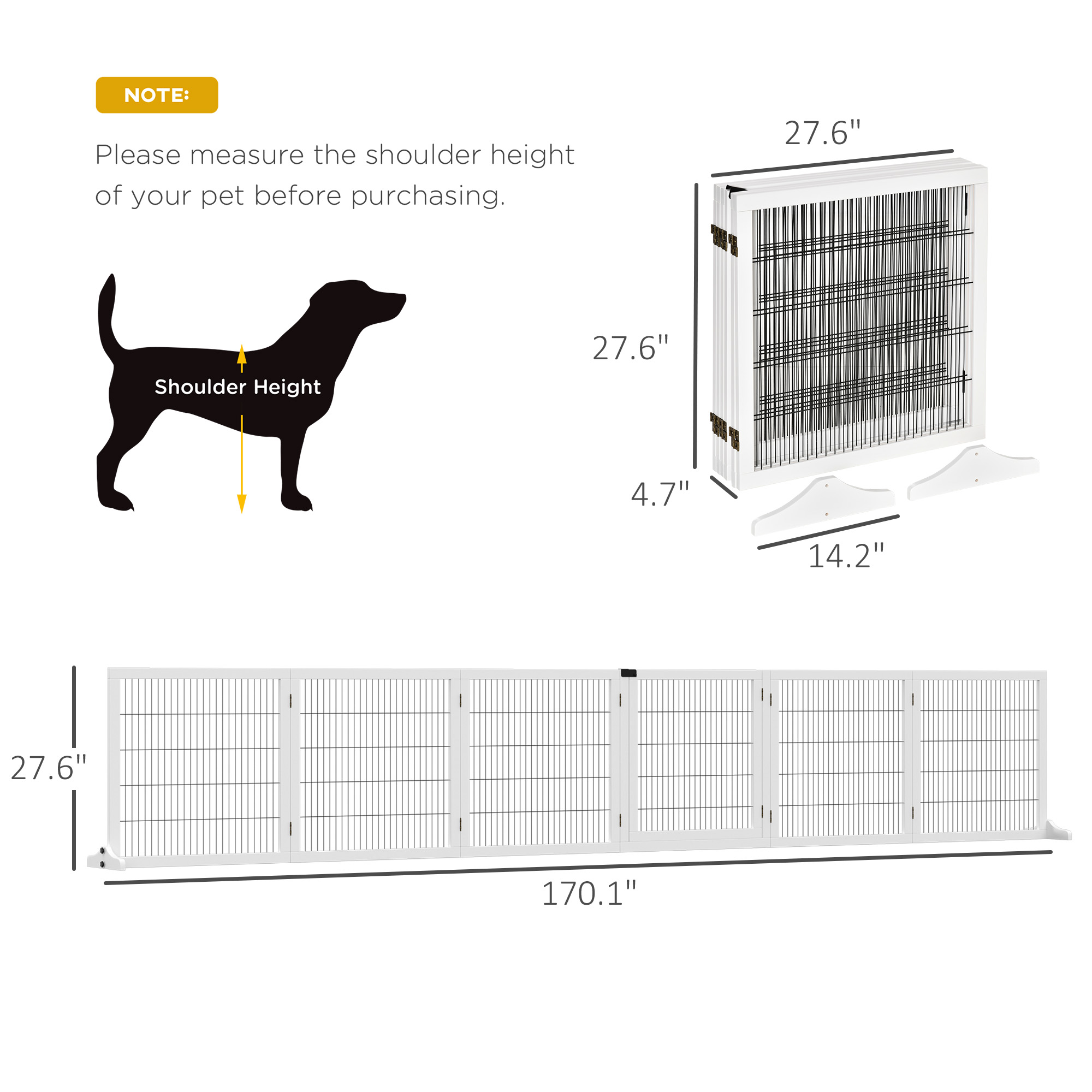 PawHut Extra Wide Pet Gate With Small Door - 30"-41" Adjustable Pressure Mount Gate, Auto Close, Black