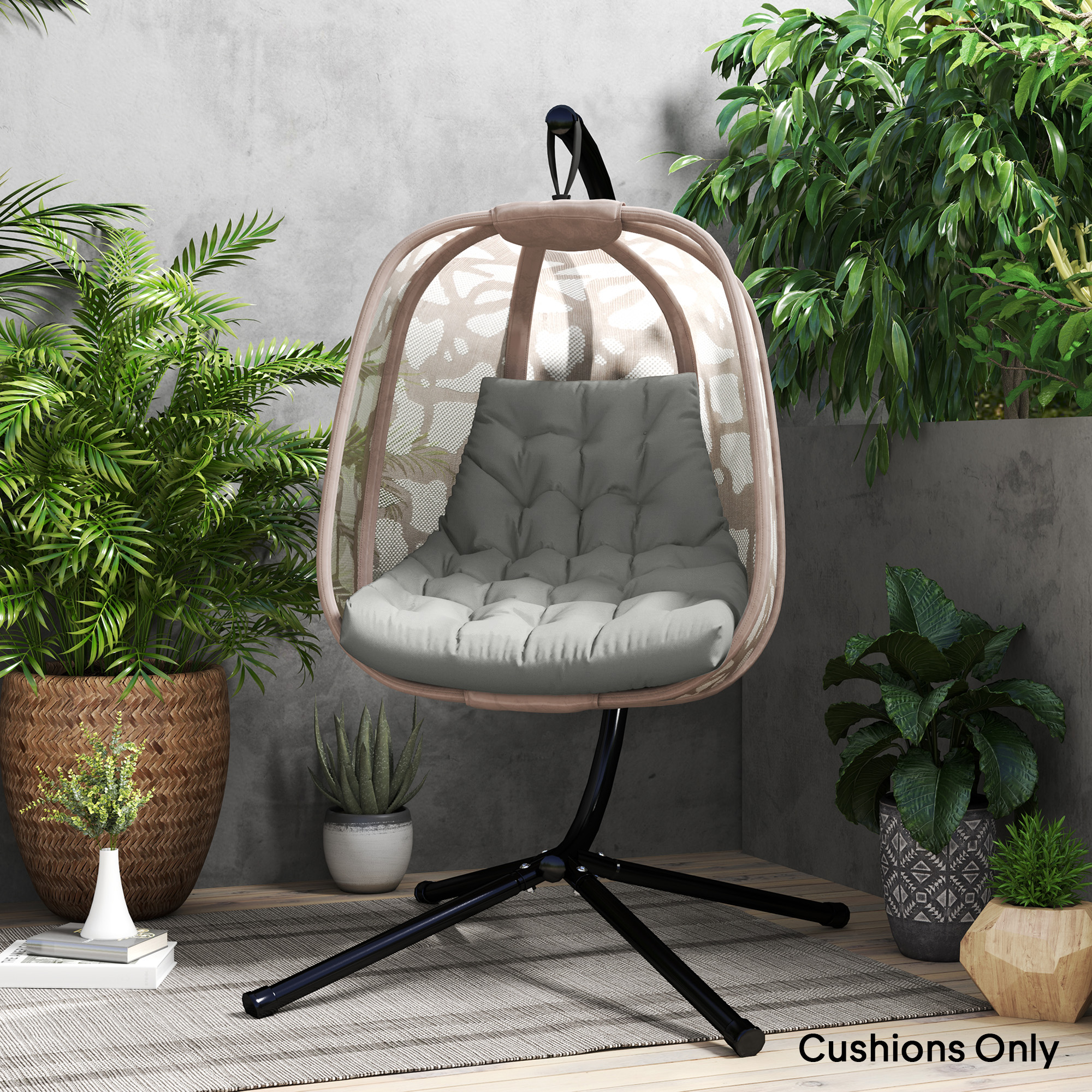 Outsunny Outdoor Swing Cushion, Tufted Patio Cushion Replacement for Garden Chair Egg Chair ...