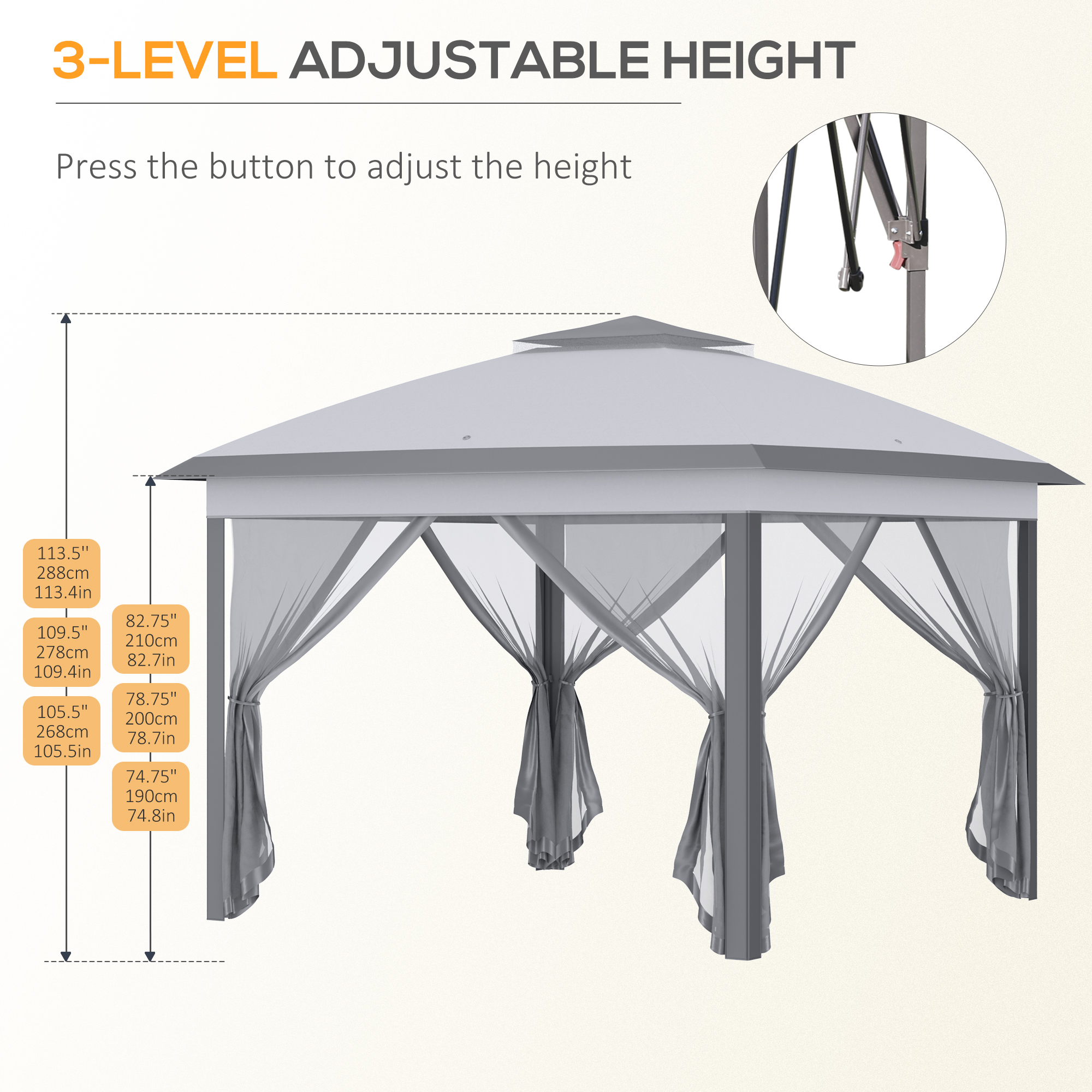 Outsunny 11' x 11' Pop Up Gazebo, Double Roof Foldable