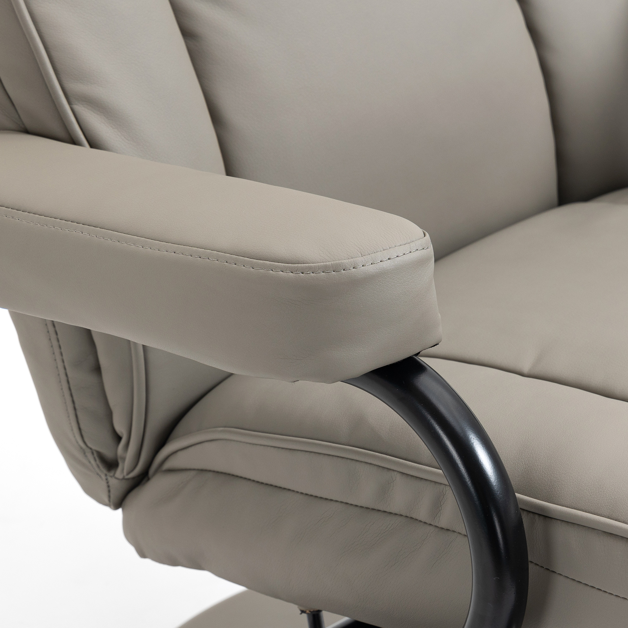 HOMCOM Swivel Recliner Grey Manual PU Leather Armchair with Ottoman for Living Room Office Bedroom | Aosom.com 5