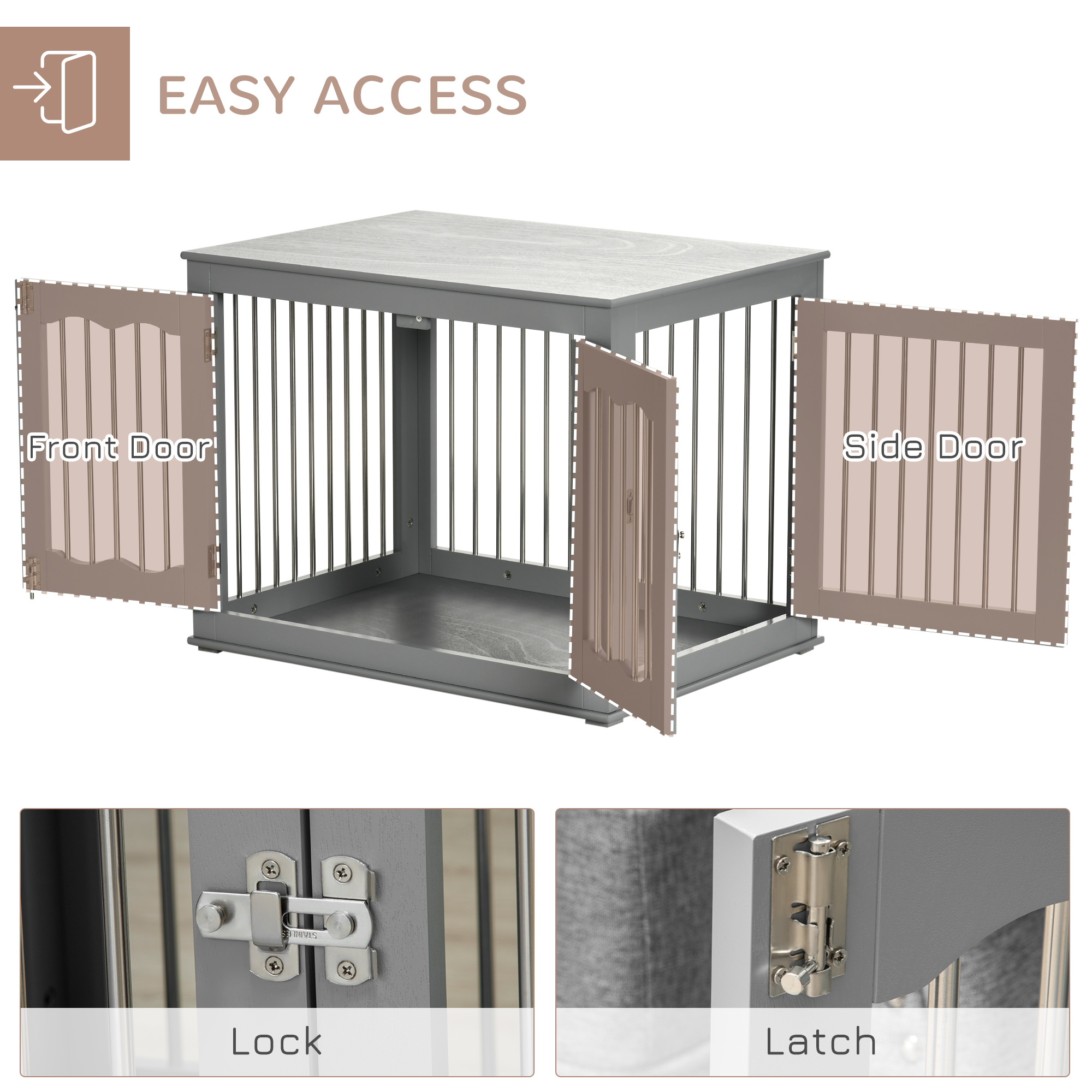 Curated visual reference: Pawhut Dog Crate Furniture Dog Kennel With Three Doors Locks Photo Inspiration