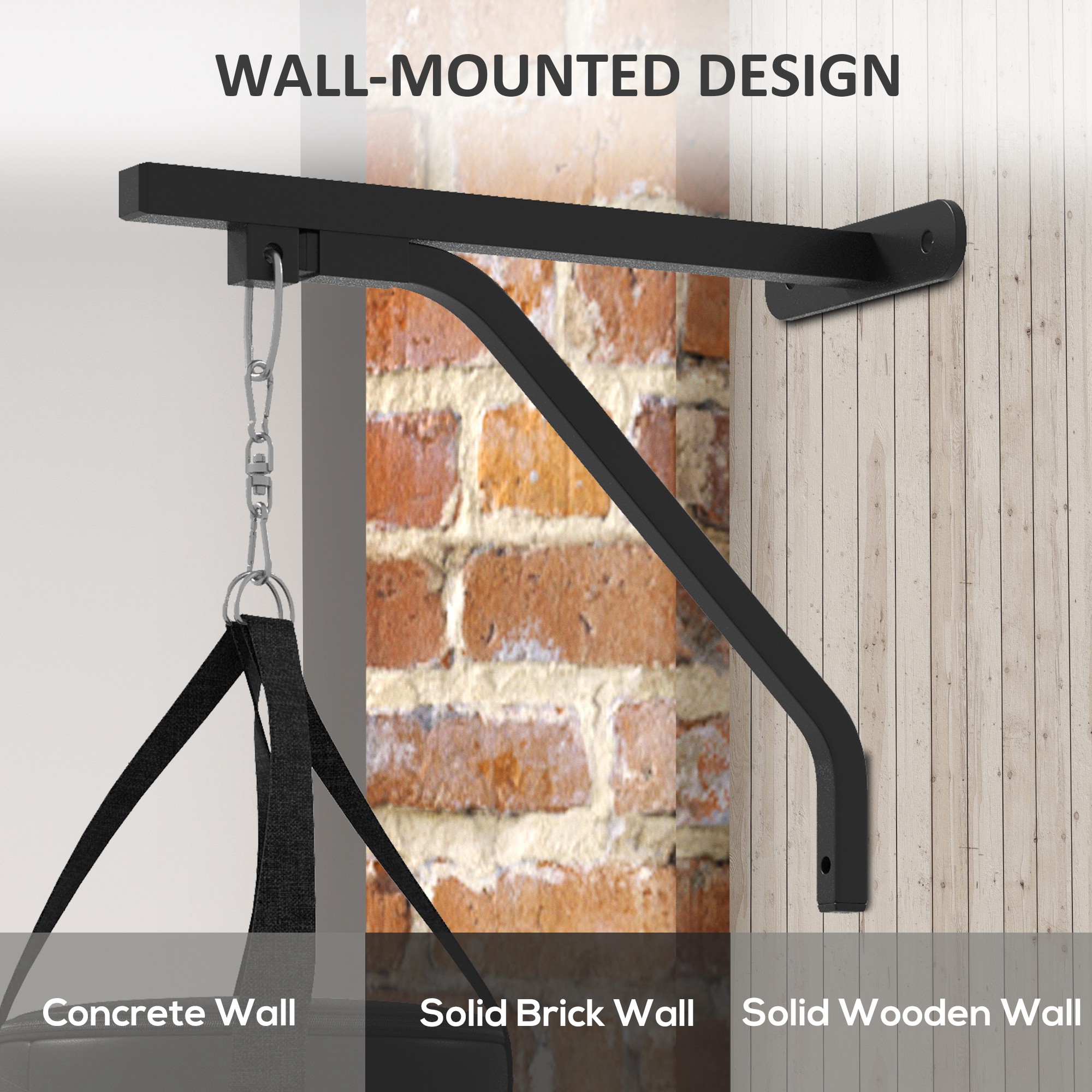 Soozier Heavy Bag Wall Mount Set, Unfilled Punching Bag Hanger with Boxing Gloves for Muay Thai and MMA Training | Aosom.com 4