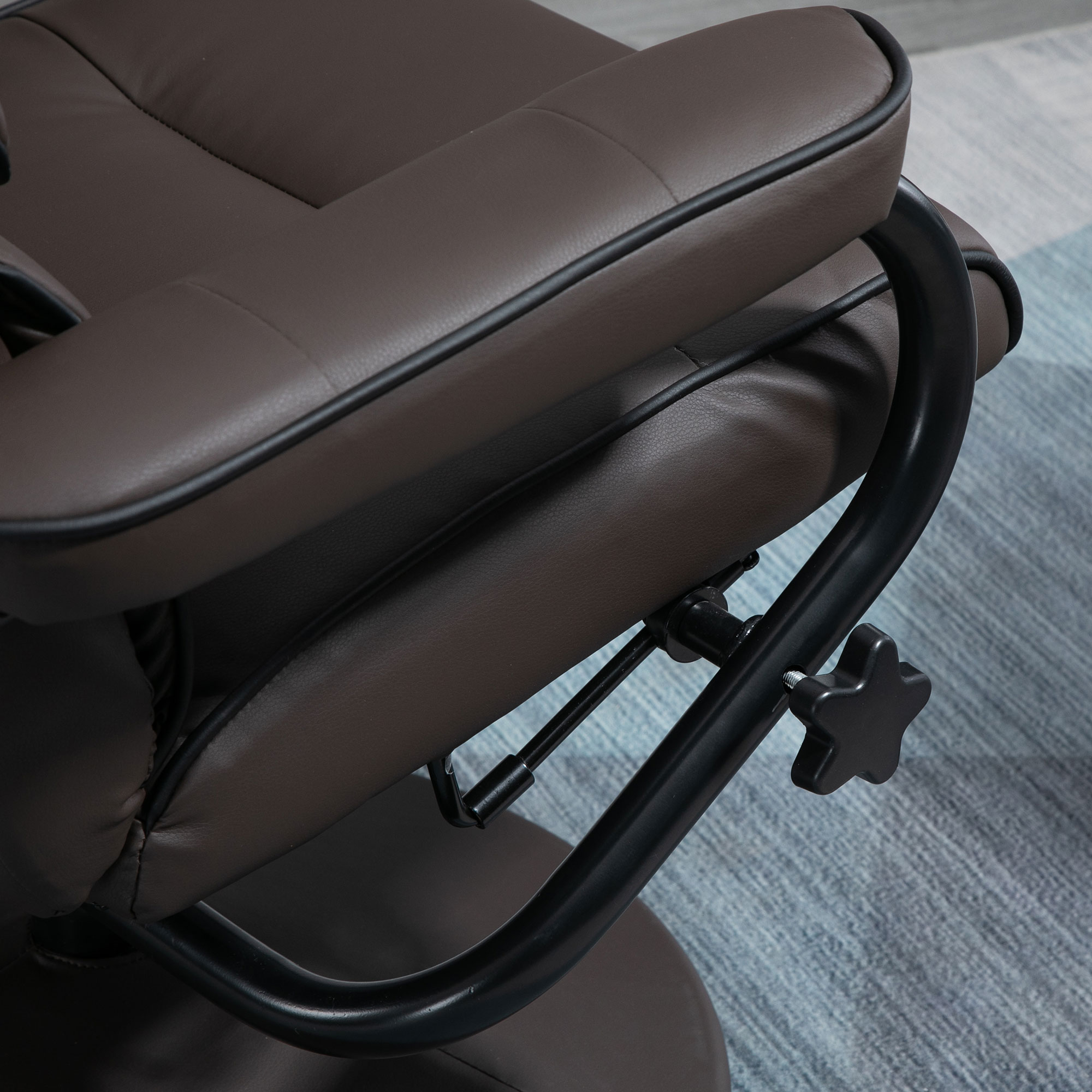 HOMCOM Recliner Chair with Ottoman Cream White Swivel PU Leather High Back Armchair Thick Foam, Brown| Aosom.com 7