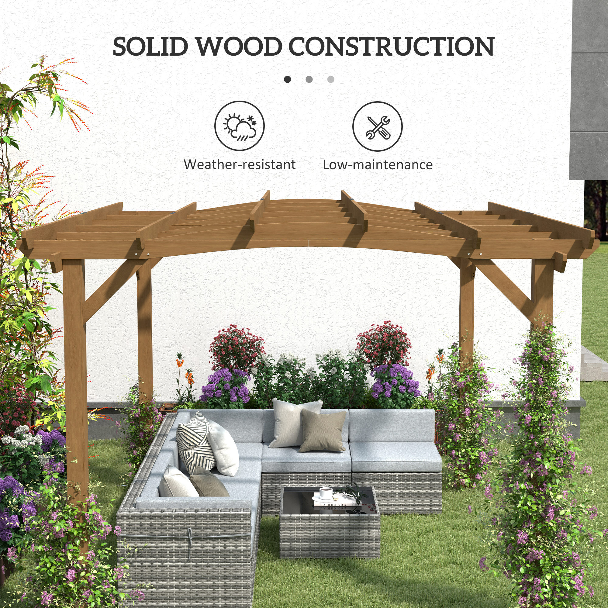 Outsunny 10' x 12' Wood Pergola, Outdoor Gazebo Grape Trellis with