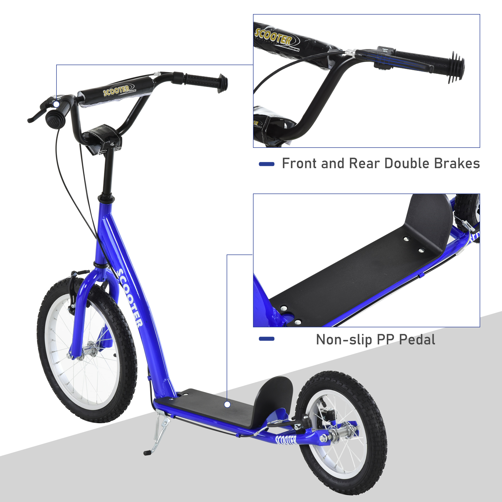 Aosom Youth Kick Scooter Adjustable Handlebar Teens Ride On