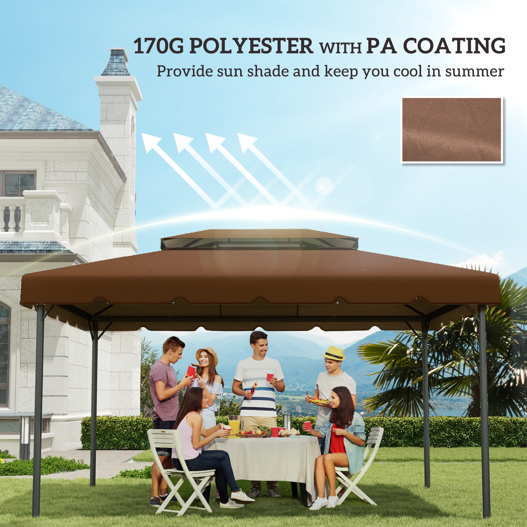 Outsunny 12.8' x 9.5' Gazebo Replacement Canopy, Gazebo Top