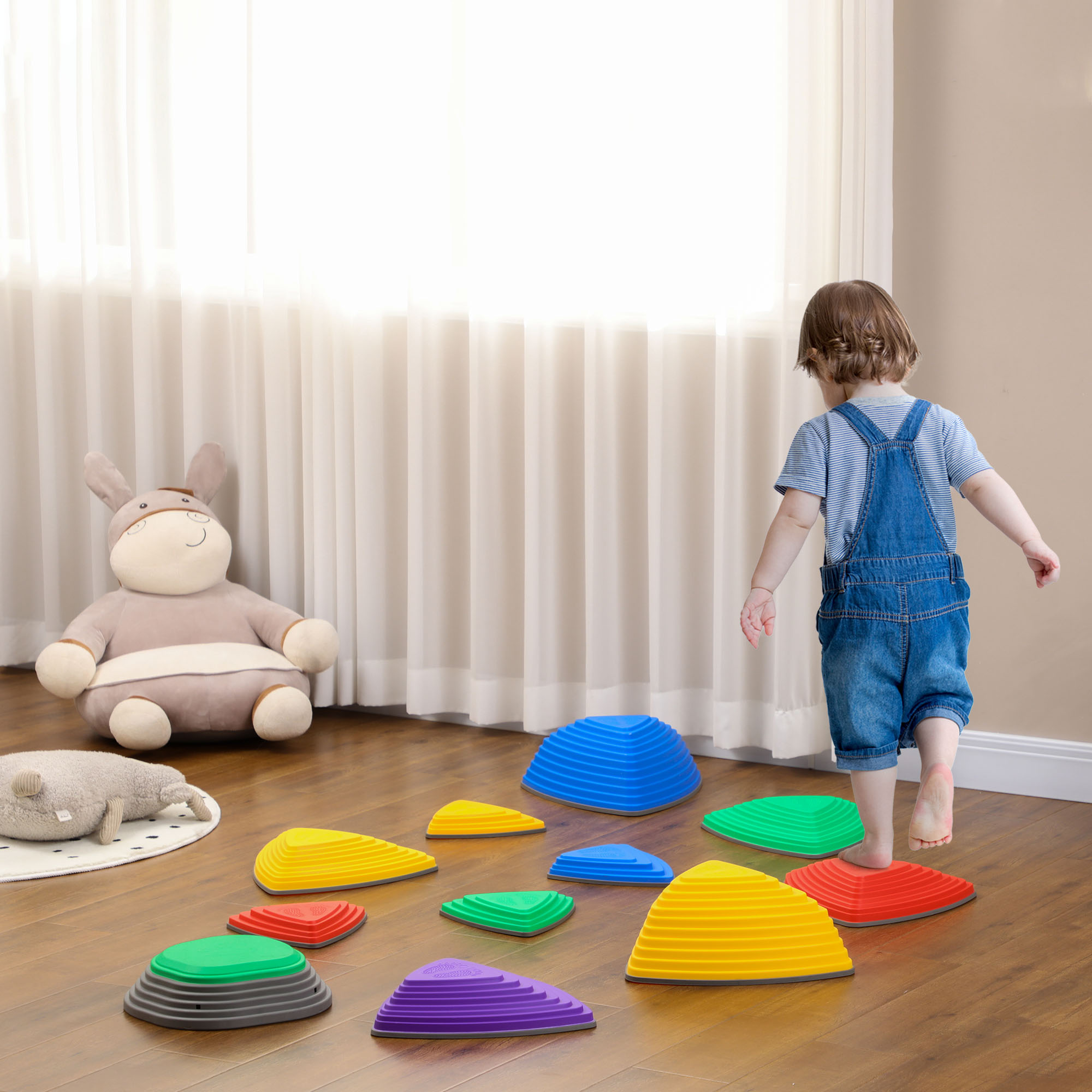 知育玩具 cocorowood marche'set Outsunny Stepping Stones Kids Balance Blocks 11 pcs, Indoor