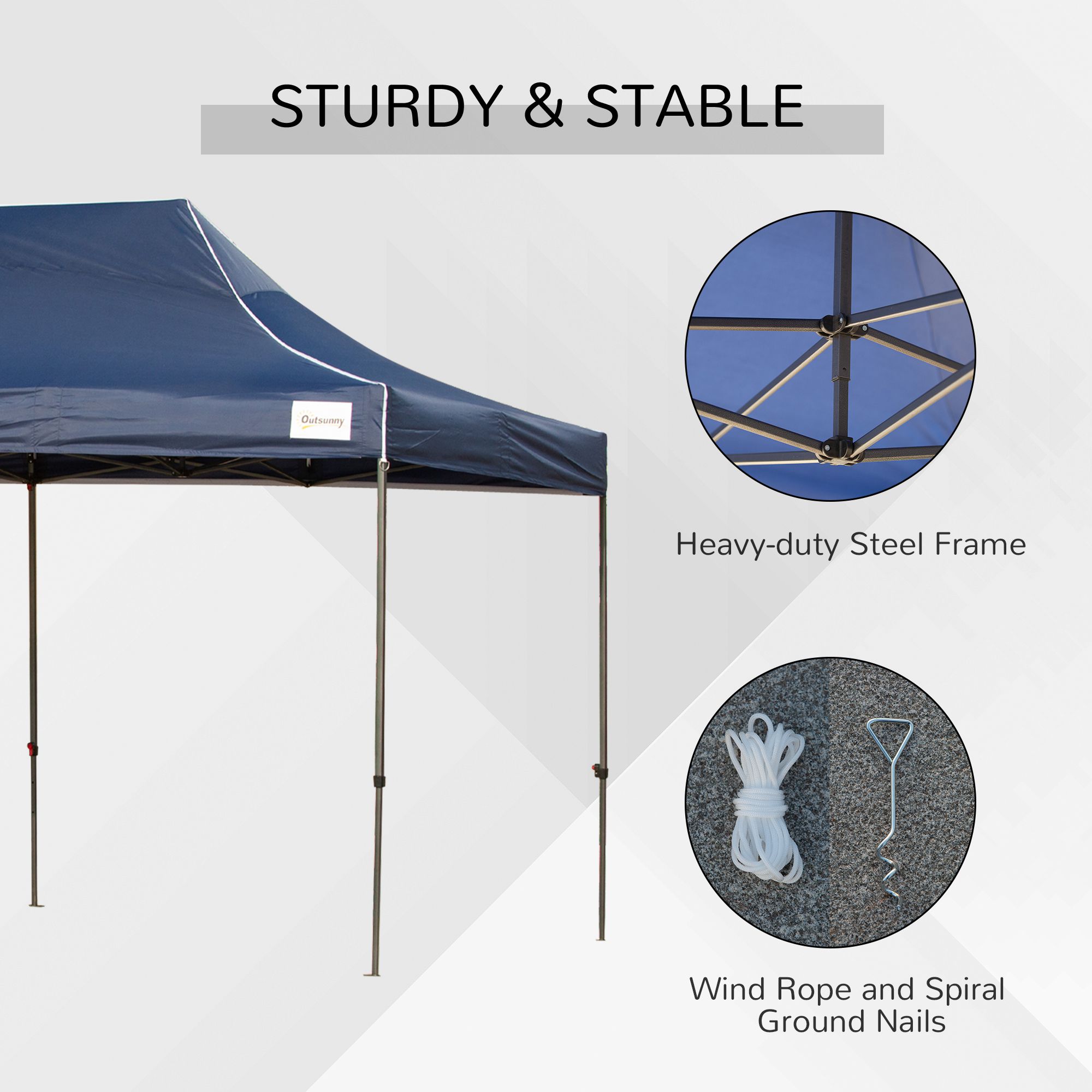 Outsunny 20' x 10' Pop Up Canopy Tent Large Outdoor Shelter with 7