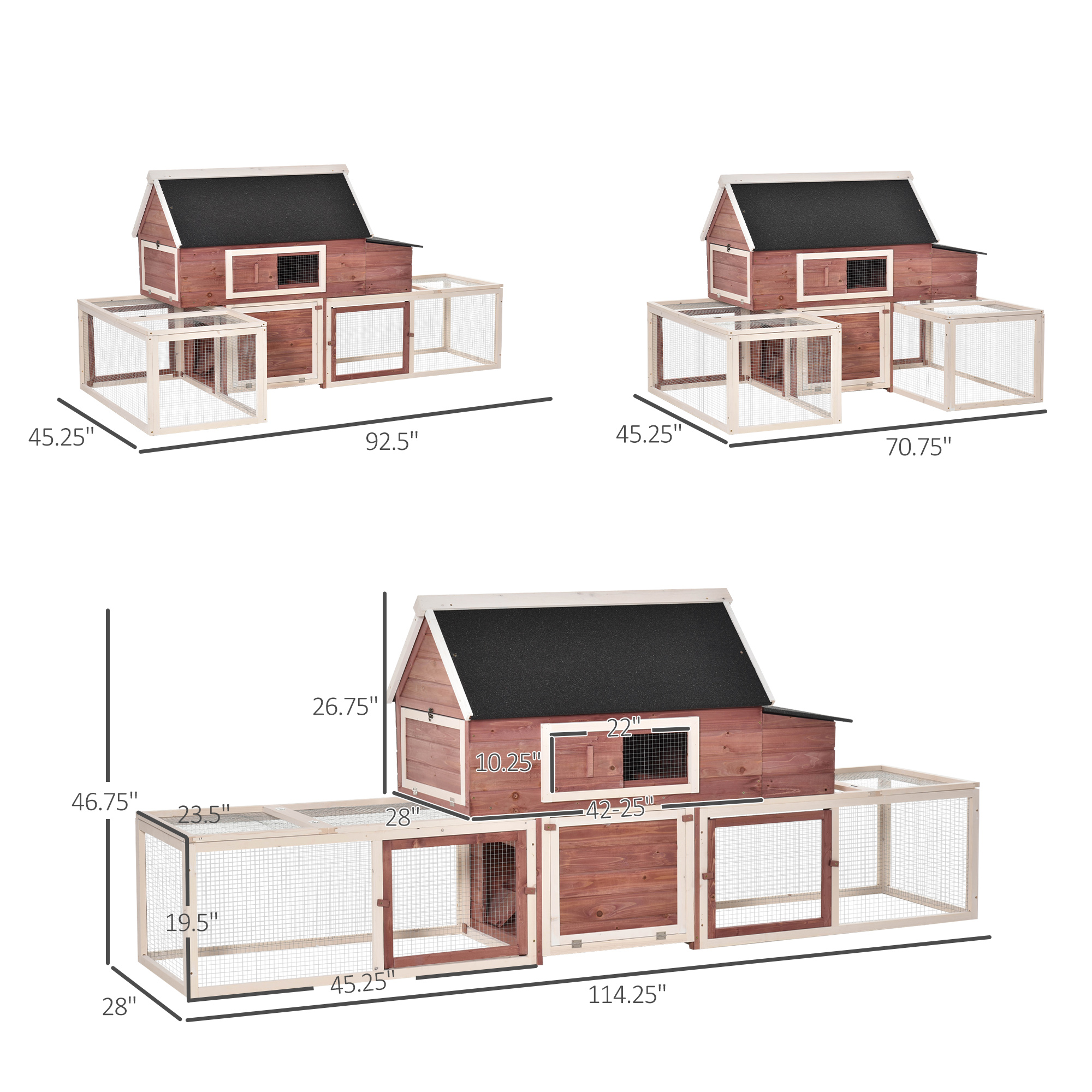 PawHut 114” Wooden Chicken Coop Large Hen House Customizable