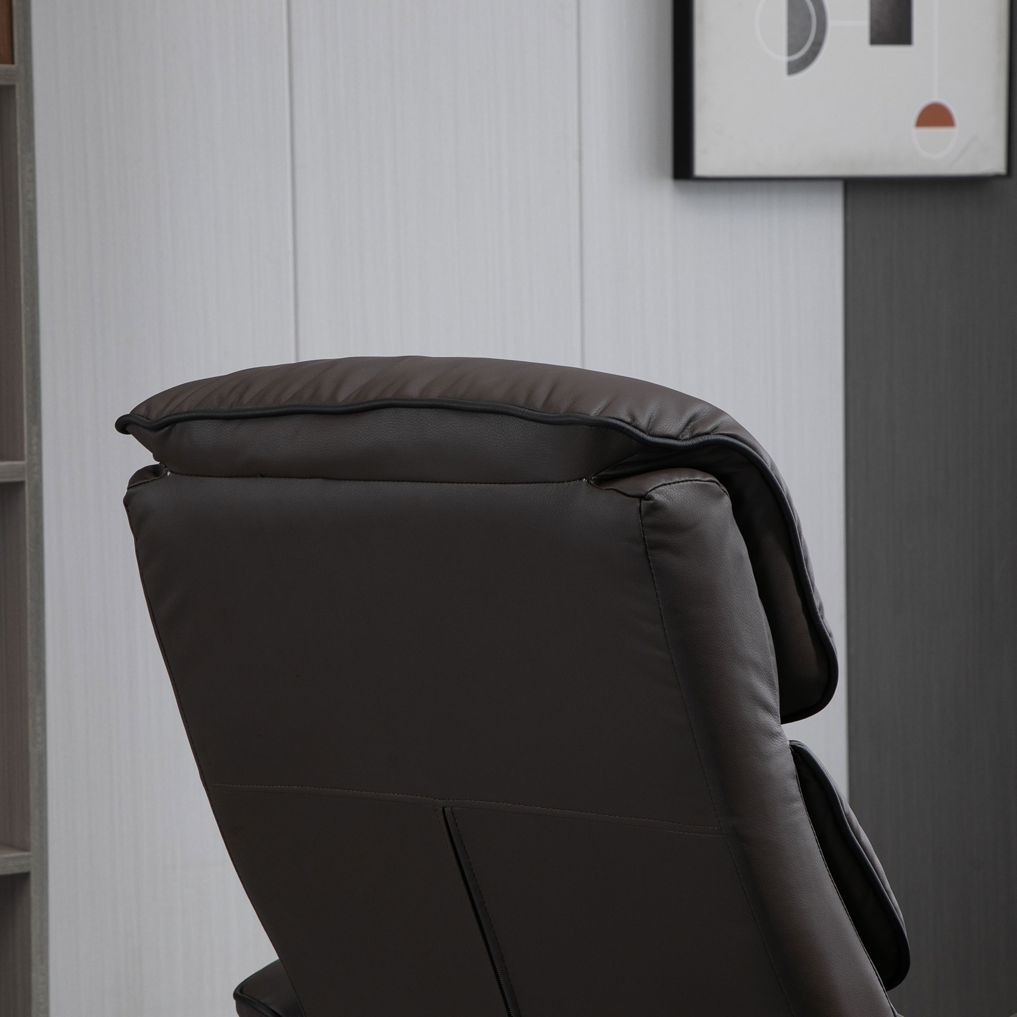 HOMCOM Recliner Chair with Ottoman Cream White Swivel PU Leather High Back Armchair Thick Foam, Brown| Aosom.com 6