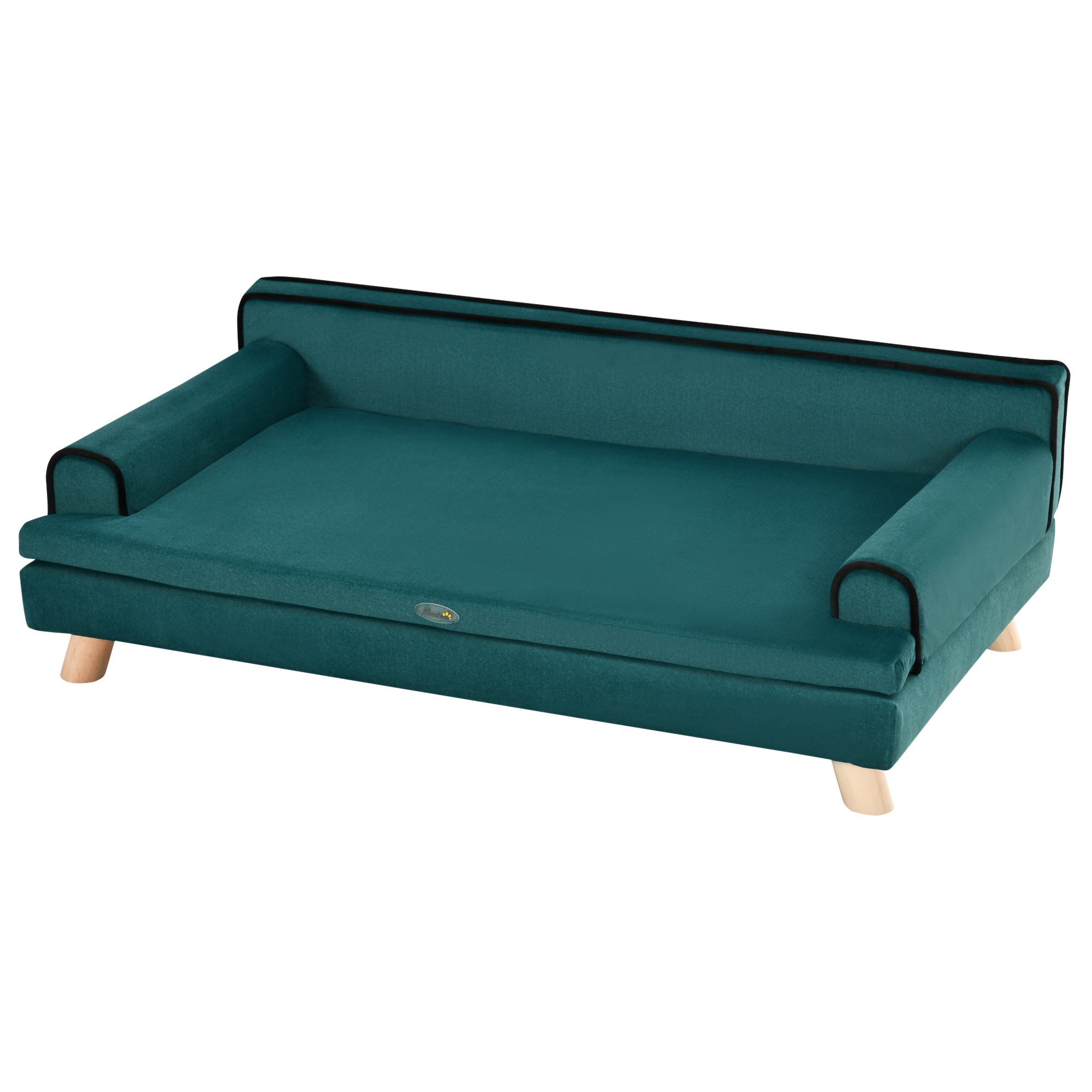 PawHut Large Dog Couch for a Fancy Dog Bed, Elevated Dog Sofa Bed with Washable Cover, Wooden Legs, Teal