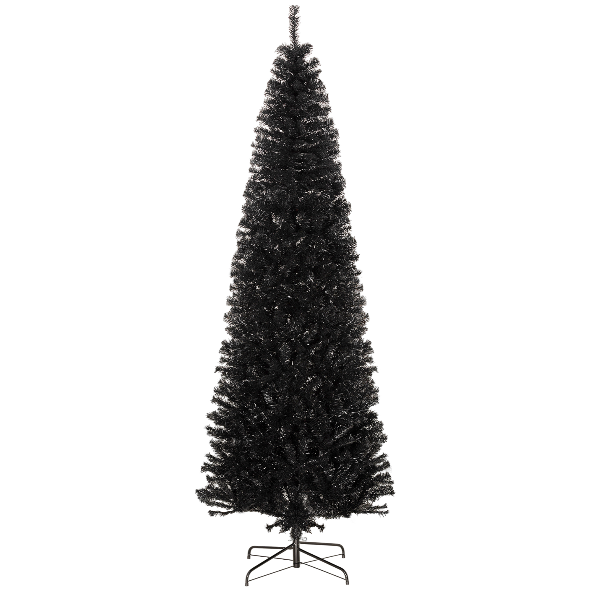 HOMCOM 8 FT Artificial Christmas Tree Pencil Xmas Tree with Stand, 1168 Tips, Holiday Home Indoor Decoration for Party, Black